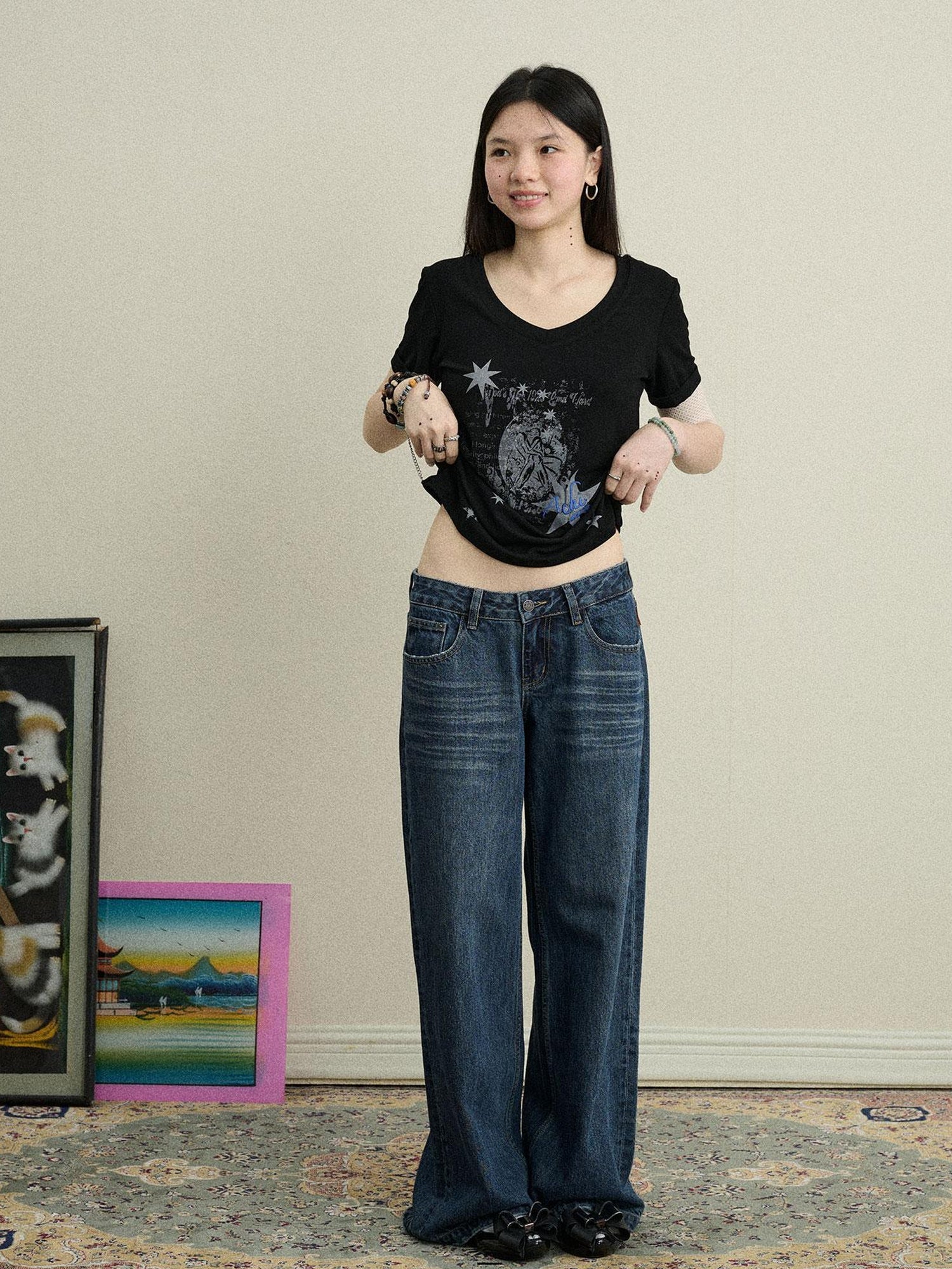 Achihara Sneezing Star 2.0 Tee V-Neck T-Shirt Long-Sleeve