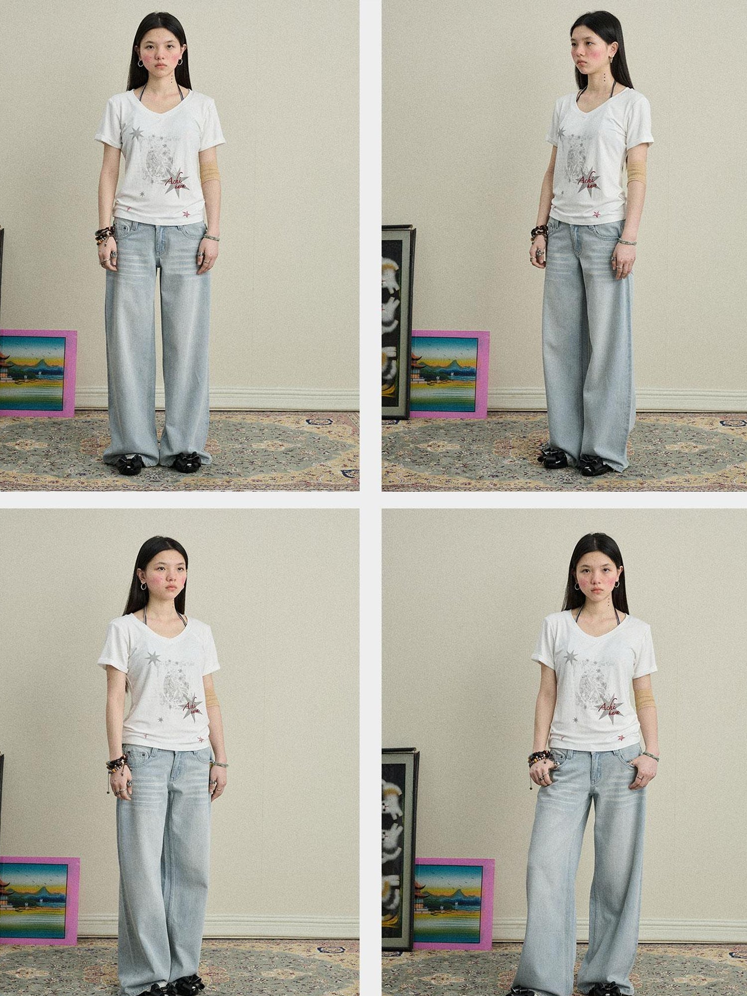 Achihara Sneezing Star 2.0 Tee V-Neck T-Shirt Long-Sleeve
