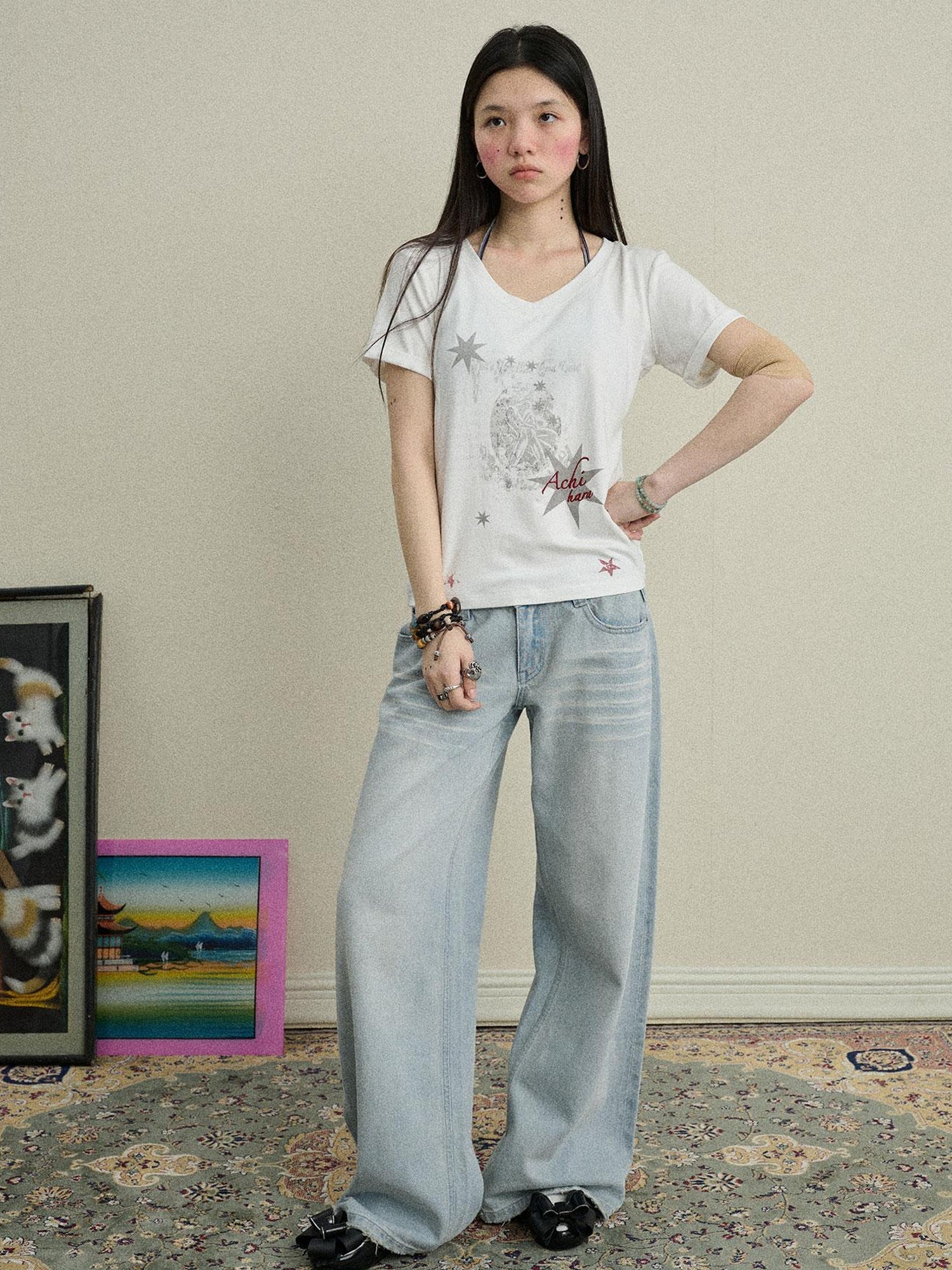 Achihara Sneezing Star 2.0 Tee V-Neck T-Shirt Long-Sleeve