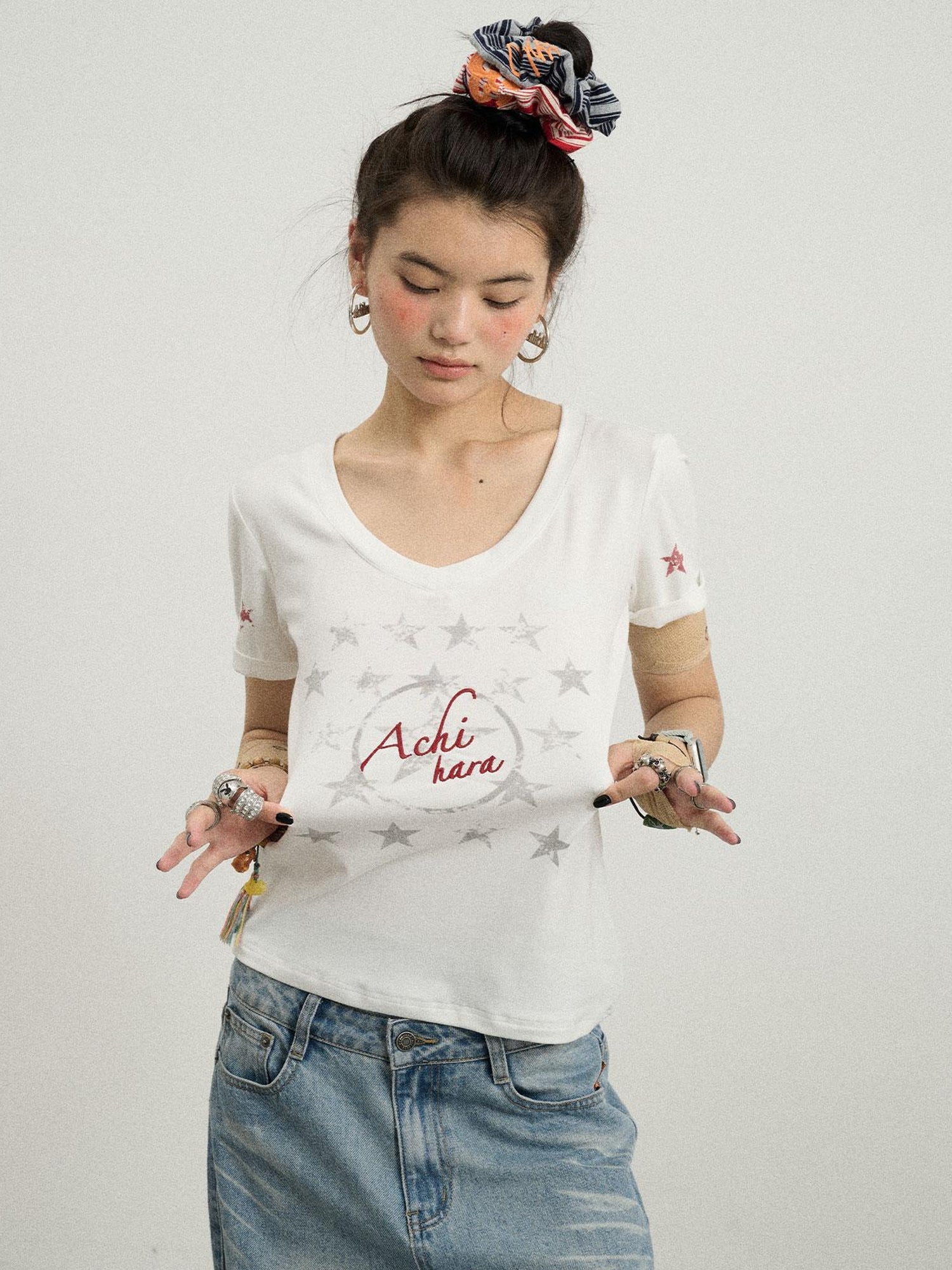 Achihara Sneezing Star Short Sleeve Slim Fit T-Shirt