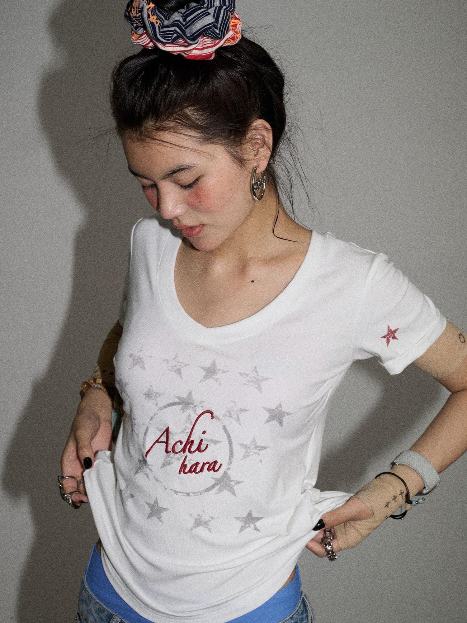 Achihara Sneezing Star Short Sleeve Slim Fit T-Shirt