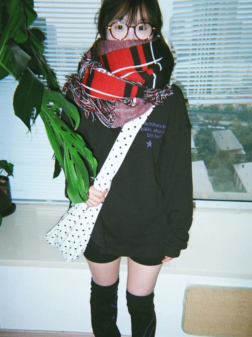 Achihara Soft Brushed Loose Fit Drop Shoulder Crew Neck Long Sleeve Women Letter T-Shirt