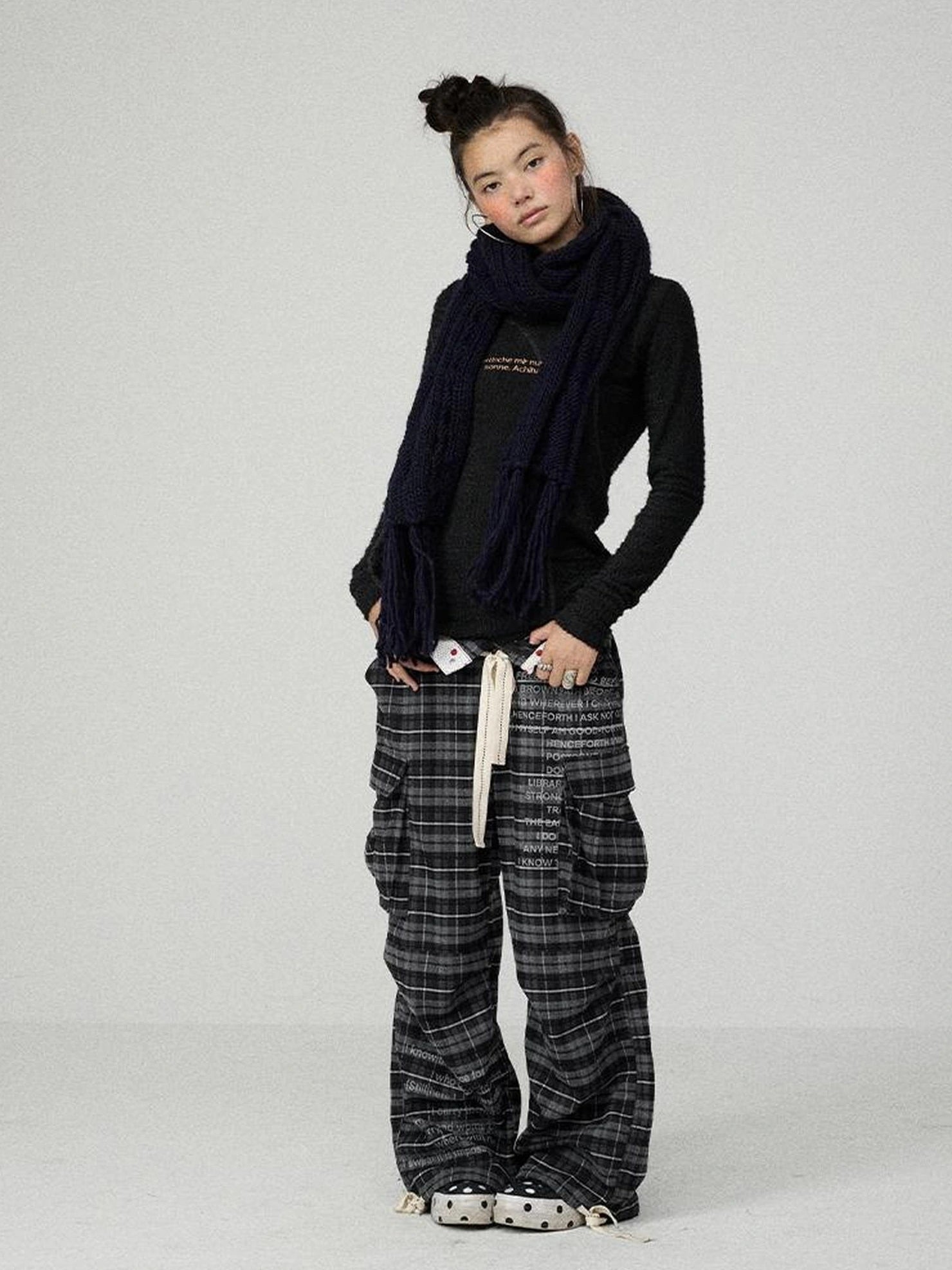 Achihara Soft Casual Slim Fit Long Sleeve Crew Neck Women Letter Print T-Shirt