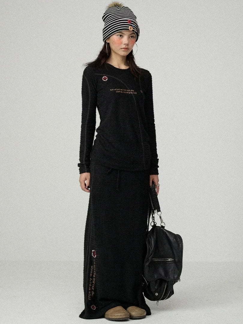 Achihara Soft Casual Slim Fit Long Sleeve Crew Neck Women Letter Print T-Shirt