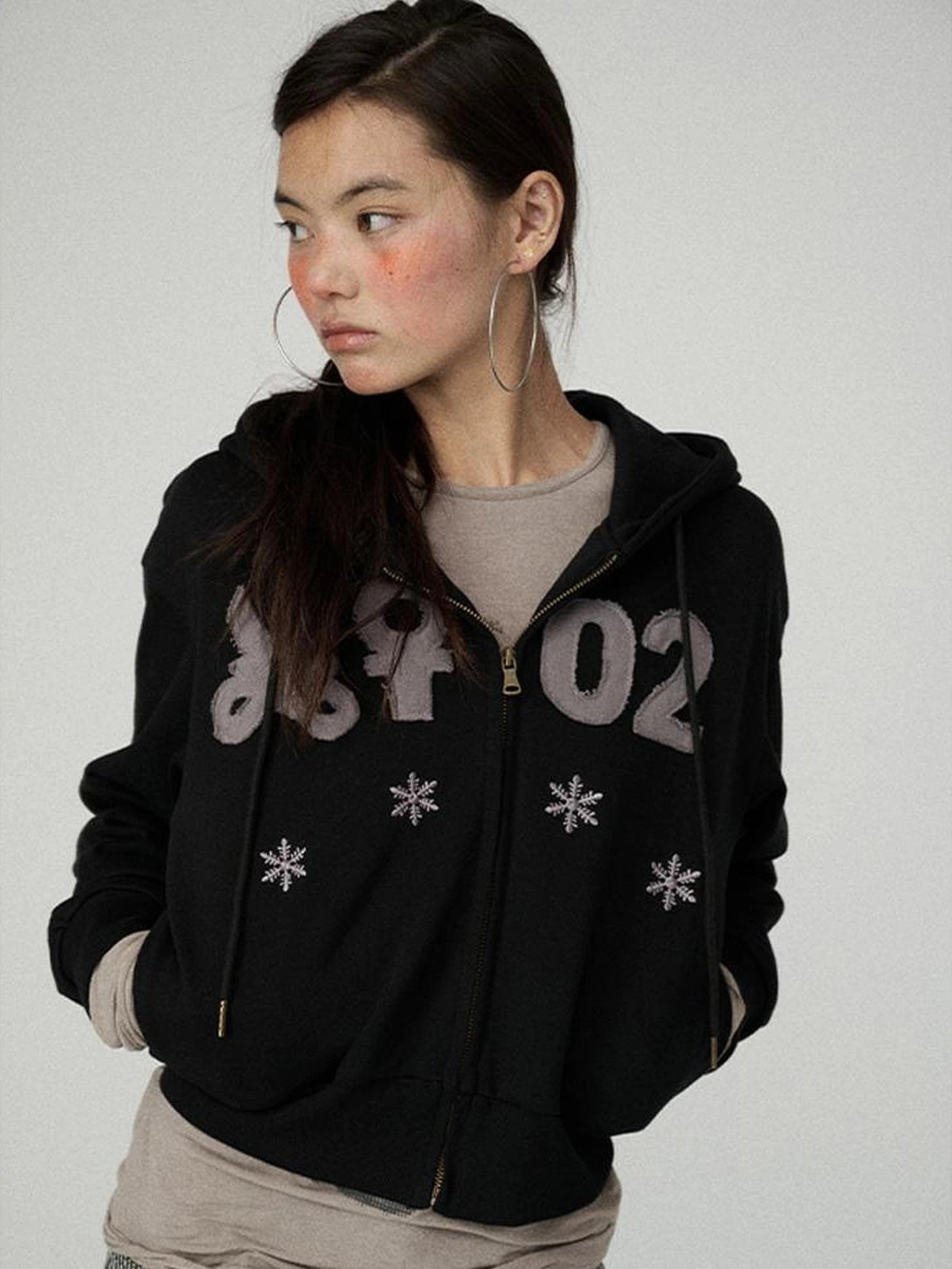 Achihara Soft Cotton Blend Full Zip Loose Fit Hooded Long Sleeve Women Outerwear Hoodies