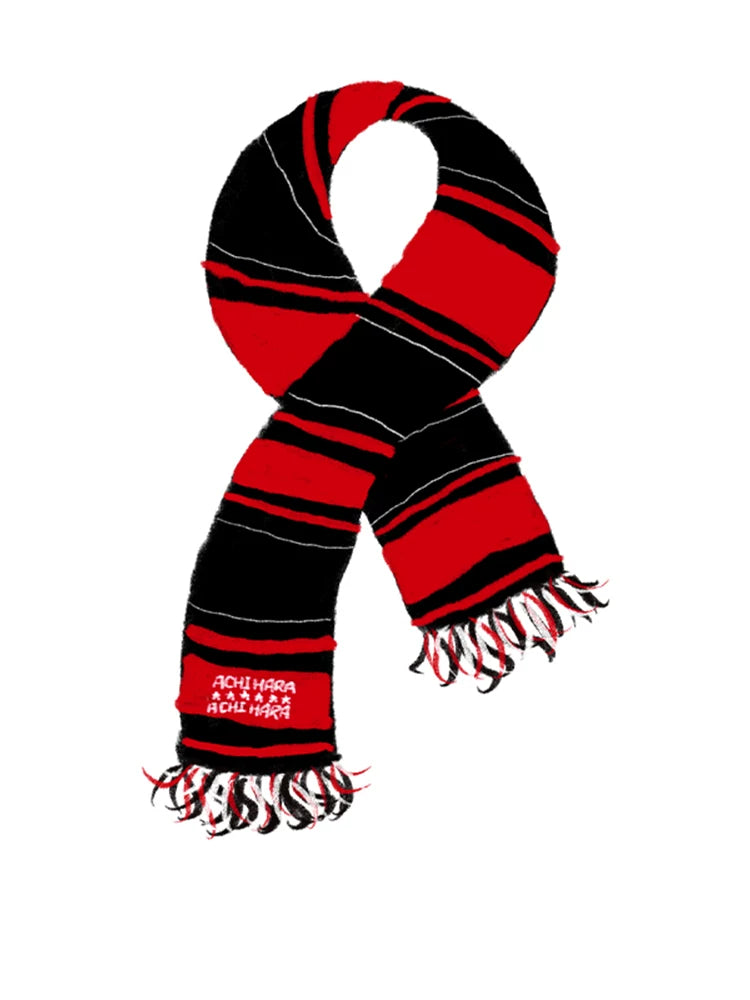 Achihara Soft Cozy Acrylic Korean Style Rectangular Unisex Red Black Plaid Scarf-5