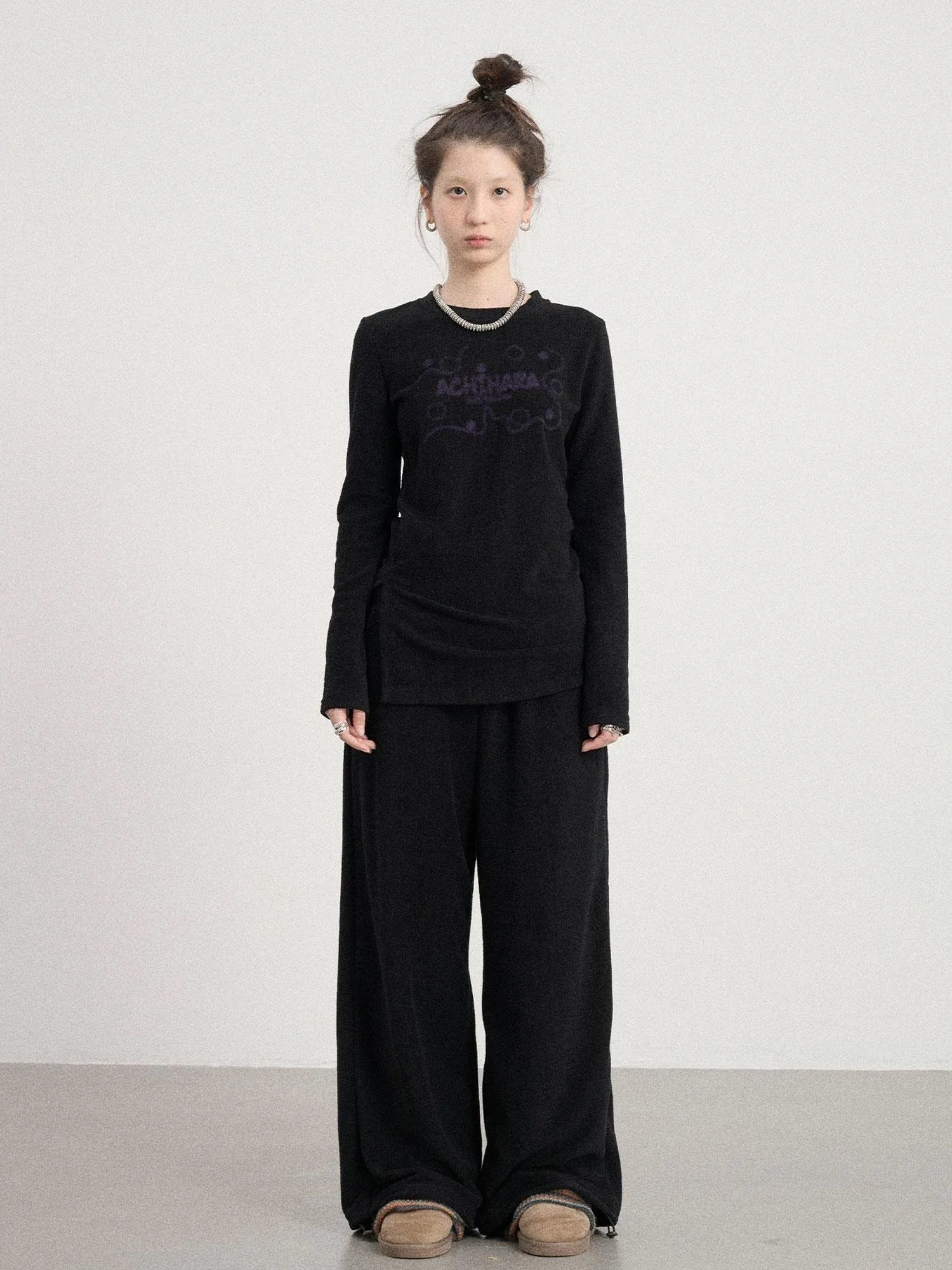Soft Cozy Long Sleeve Tee With Split Hem