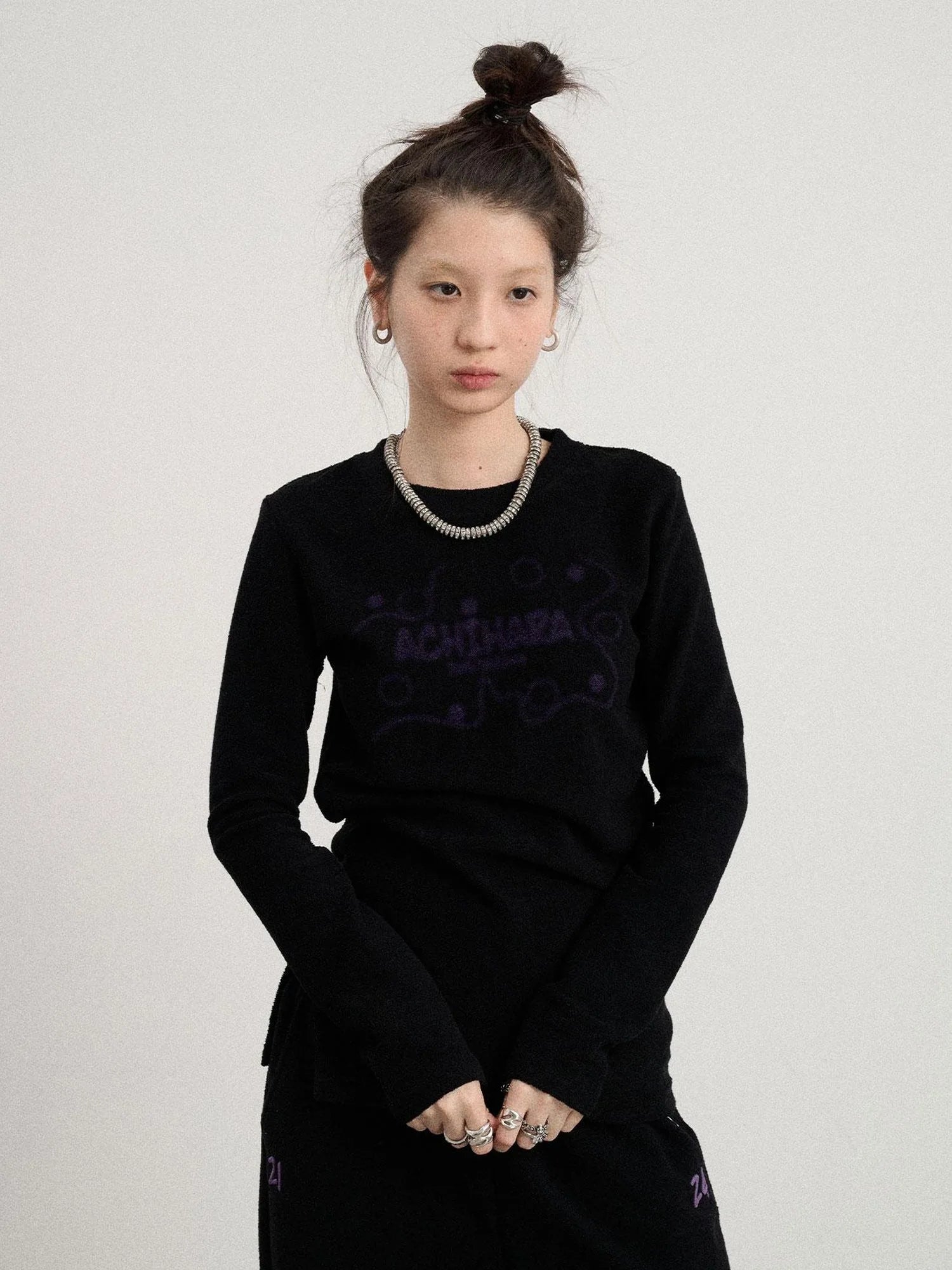 Soft Cozy Long Sleeve Tee With Split Hem