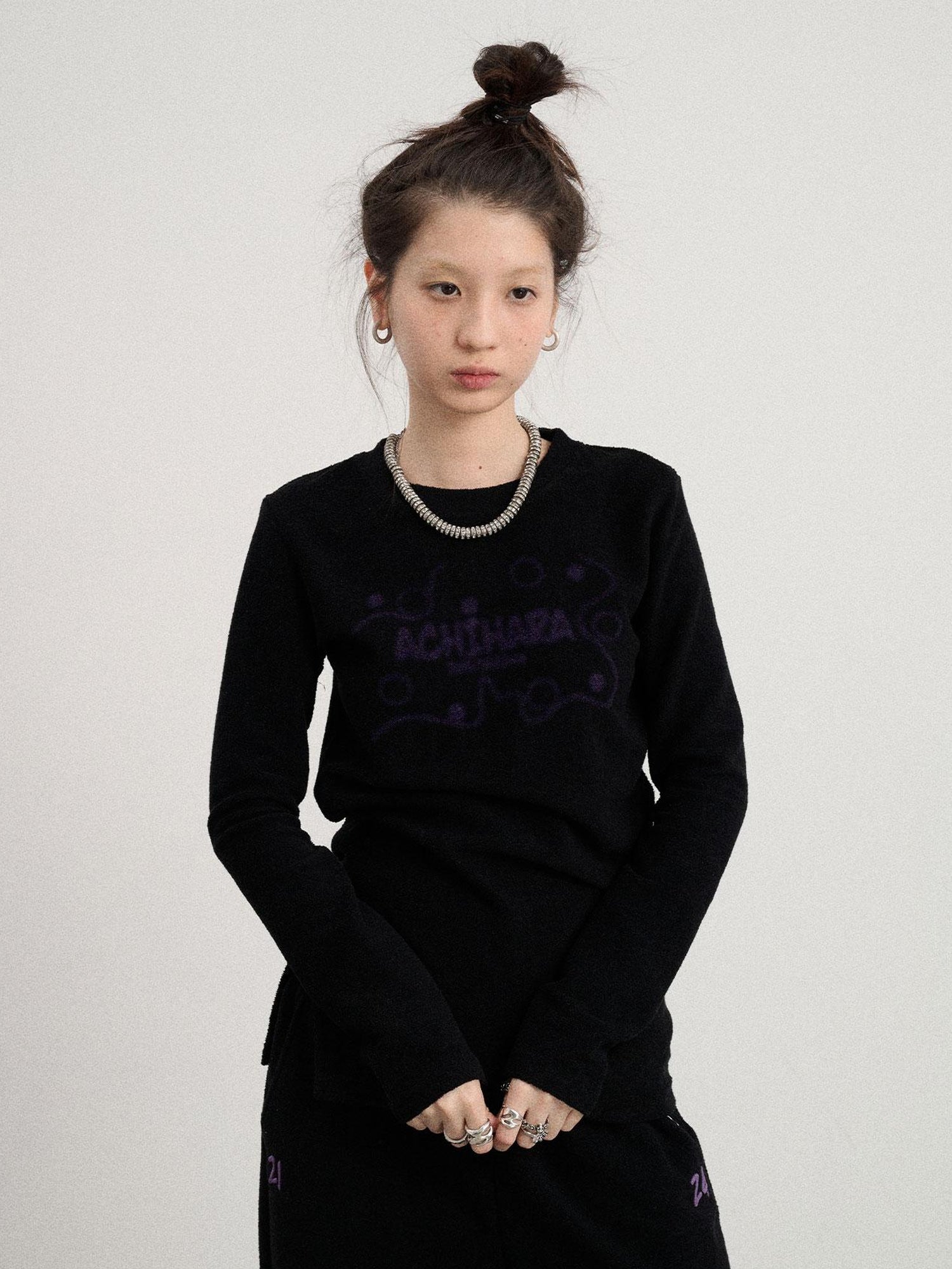 Achihara Soft Cozy Long Sleeve Tee With Split Hem