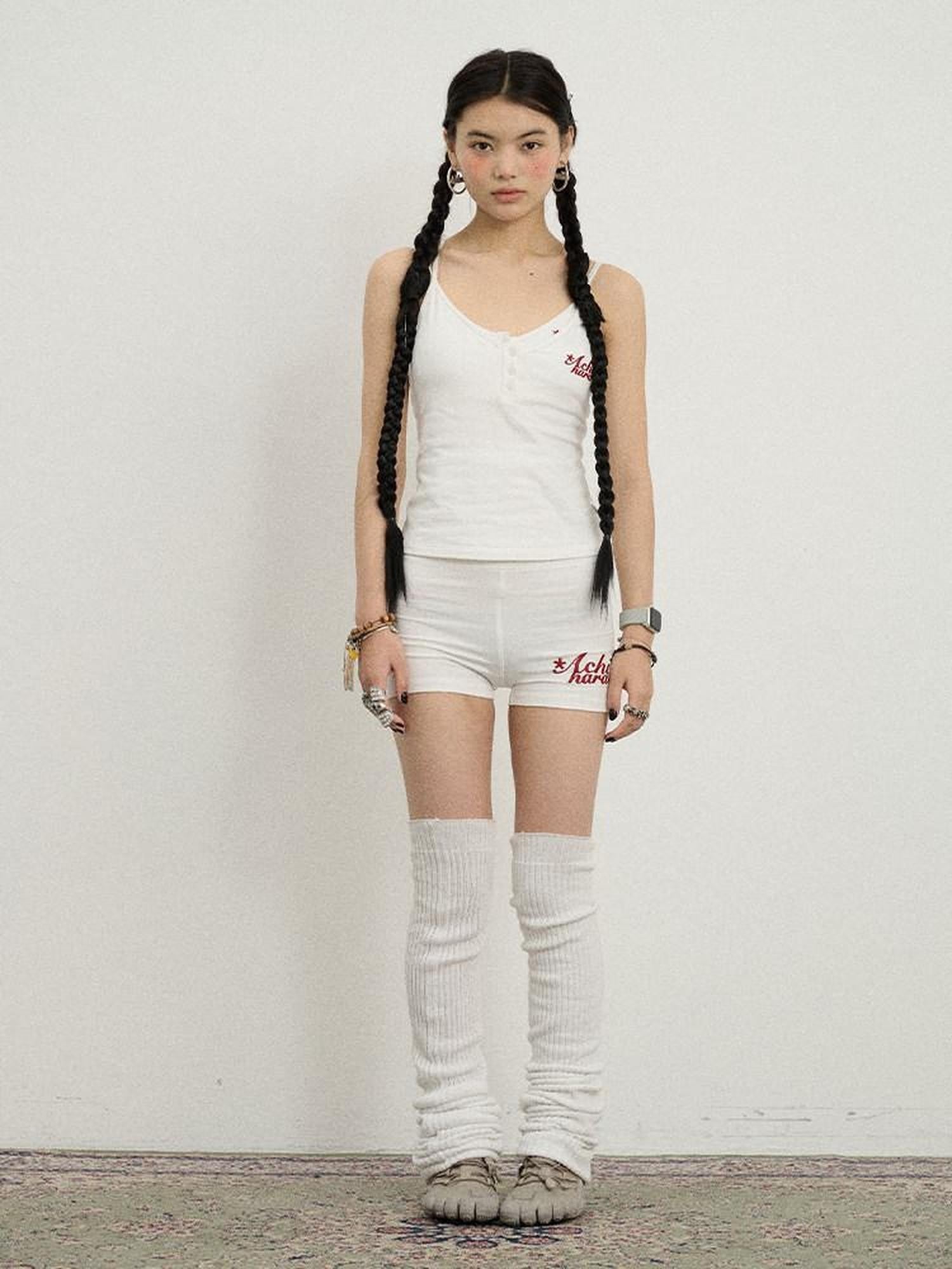 Achihara Soft Lettering Slim Cropped Women&