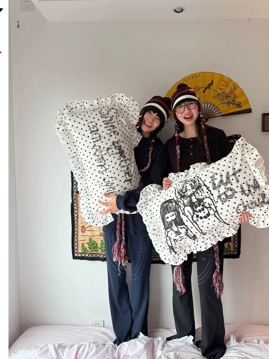 Achihara Soft Machine Washable Cotton Polka Dot Pillowcase 48X74Cm Accessories