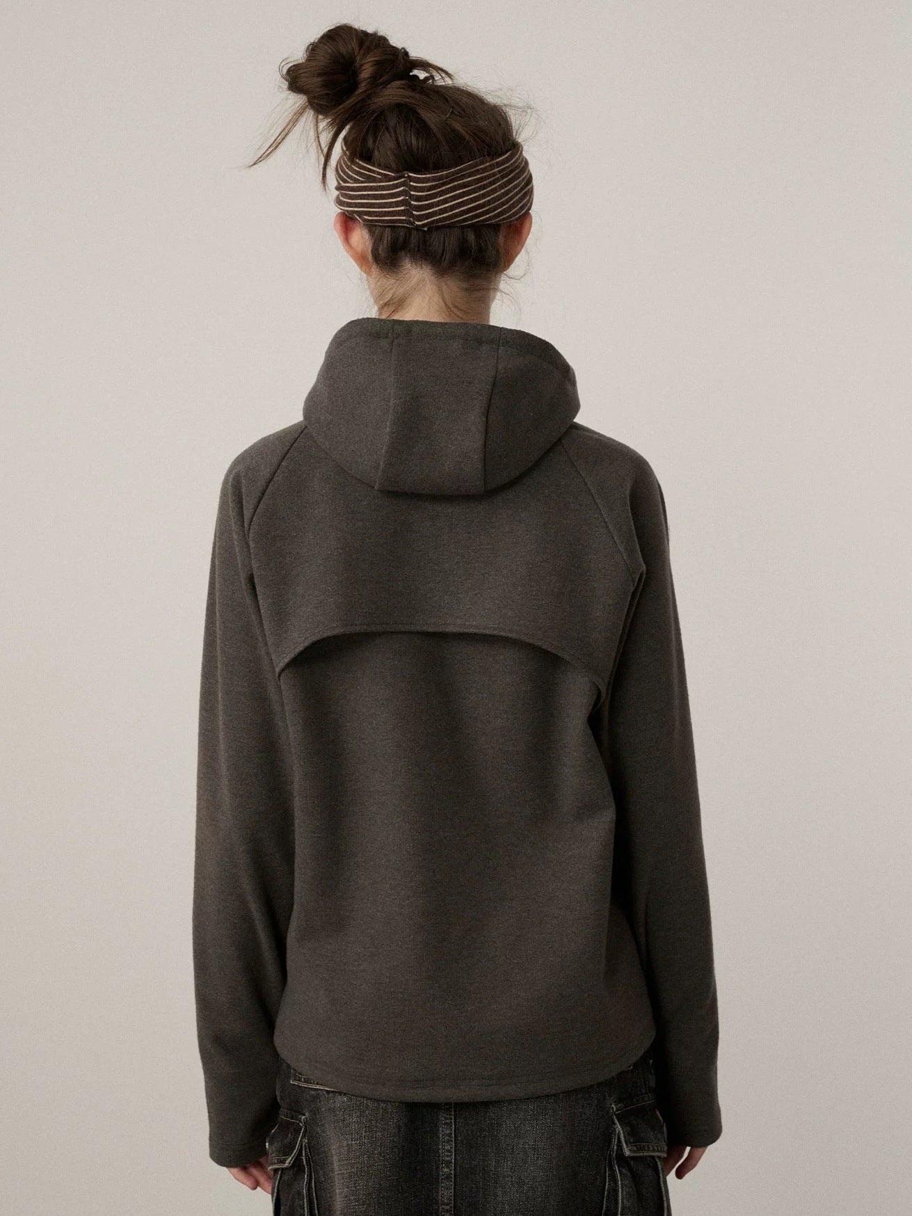 Achihara Soft Stretch Blend Loose Fit Pullover Hood Women Commuter Solid Hoodies