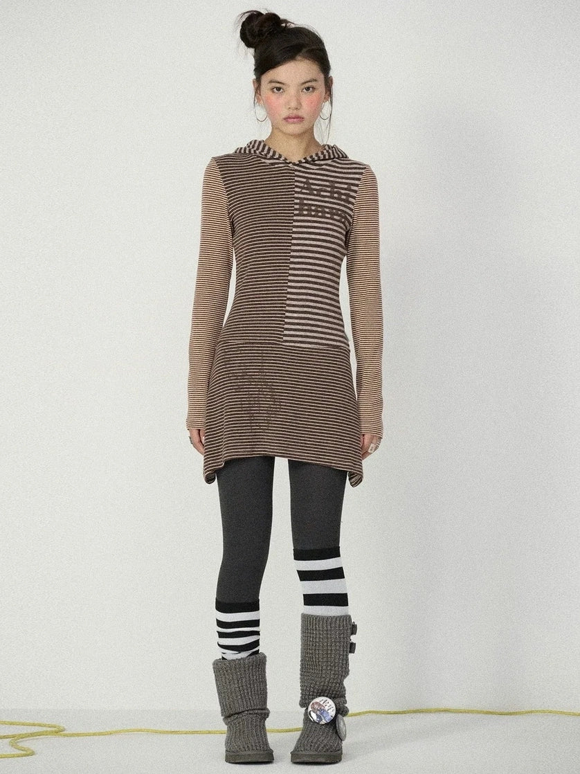 Achihara Soft Stretch Colorblock Striped Long Sleeve Women Office Polyester Blend T-Shirt