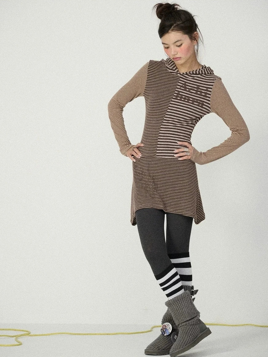 Achihara Soft Stretch Colorblock Striped Long Sleeve Women Office Polyester Blend T-Shirt