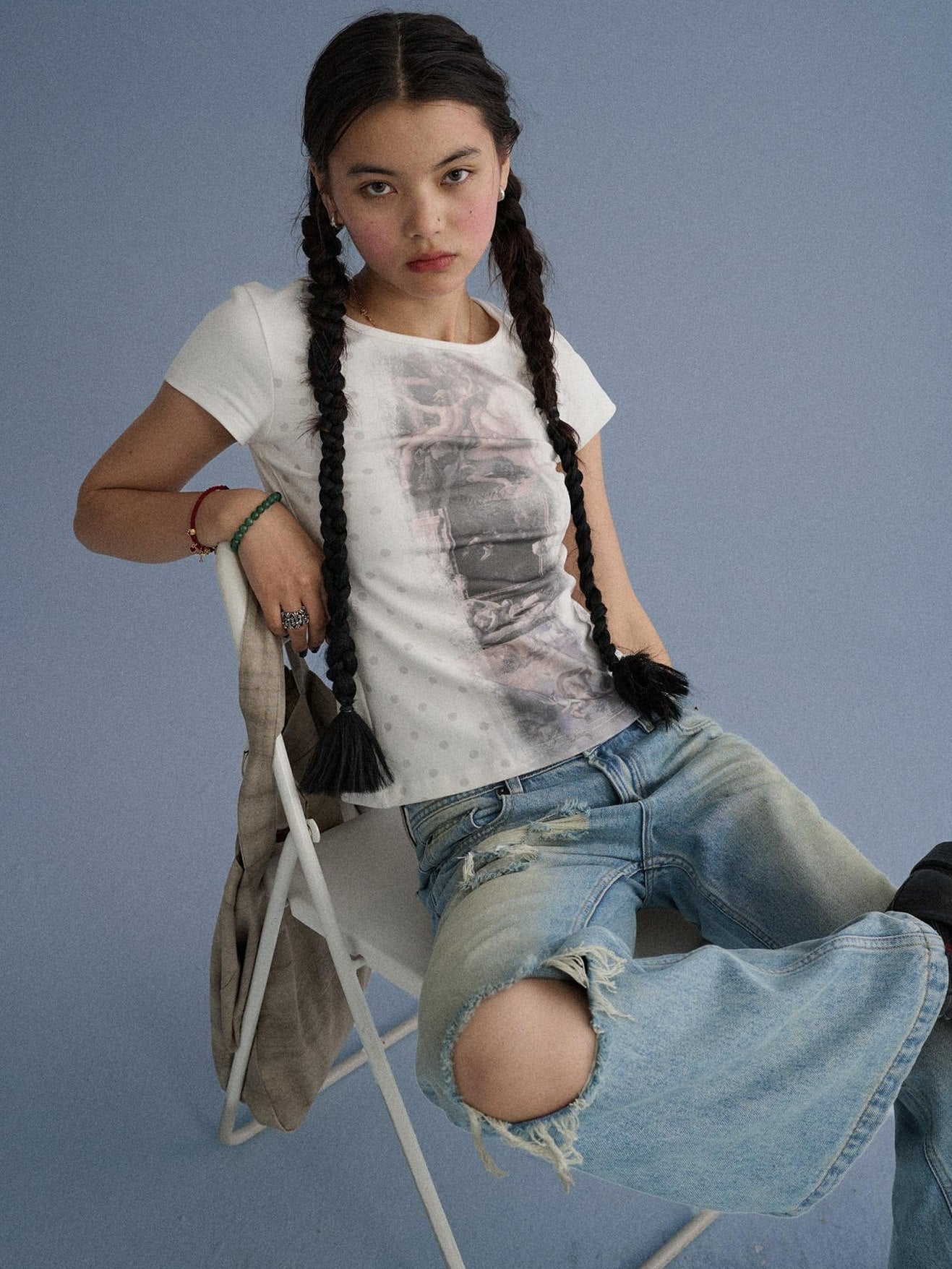 Achihara Soft Stretch Cotton Straight Fit Women Character White Short Sleeve T-Shirts