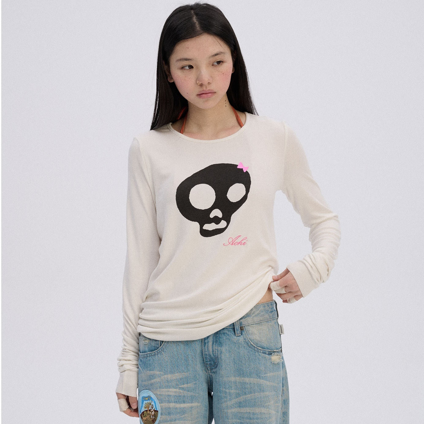 Achihara_Soft_Stretch_Viscose_Blend_Skull_Crew_Neck_Office_Women_Long_Sleeve_T-Shirts_MISSTT