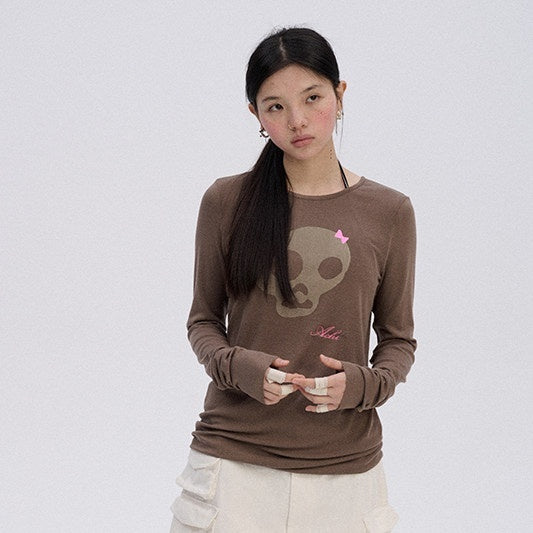 Achihara_Soft_Stretch_Viscose_Blend_Skull_Crew_Neck_Office_Women_Long_Sleeve_T-Shirts_MISSTT