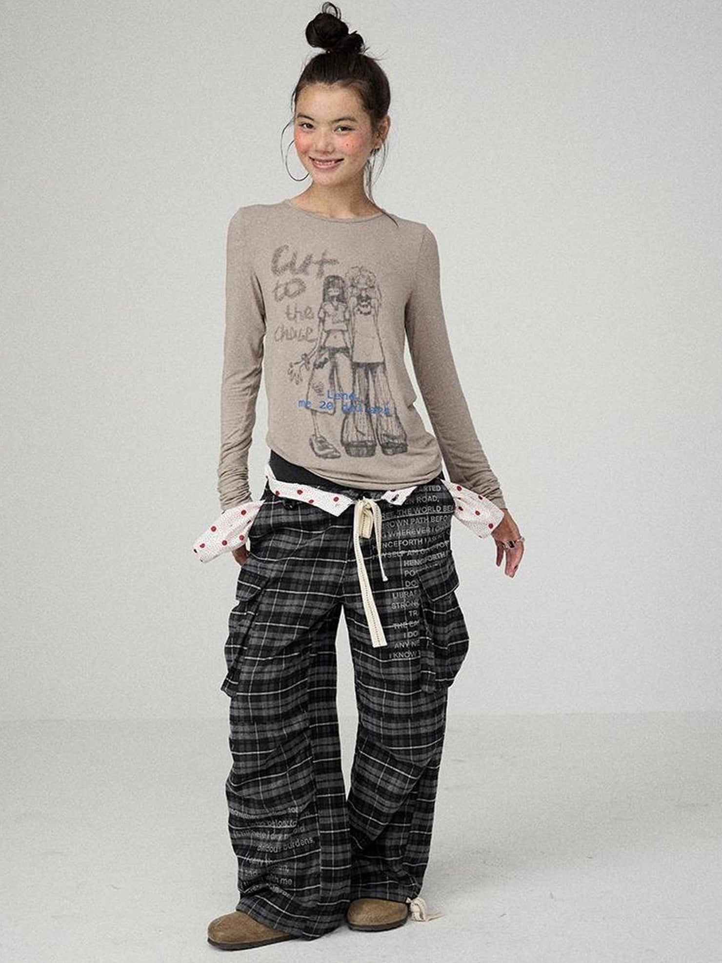 Achihara Soft Stretch Viscose Long Sleeve Crewneck Straight Fit Women Office Wear T-Shirt