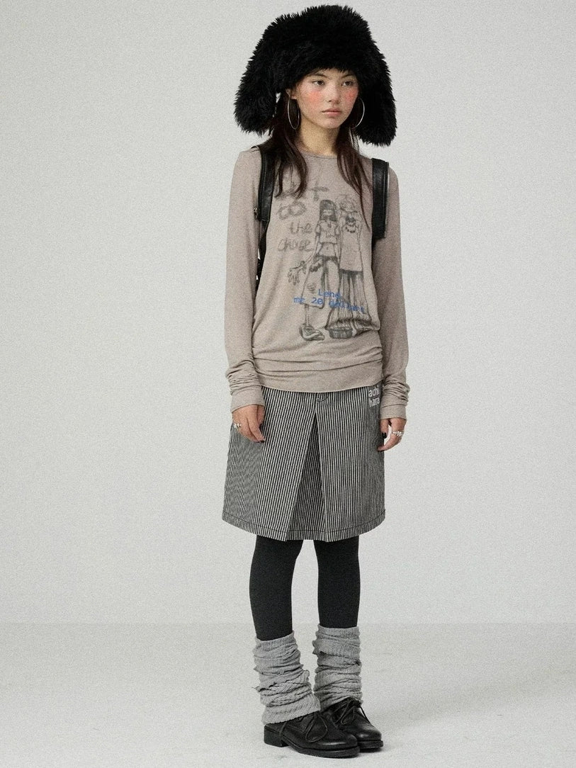 Achihara Soft Stretch Viscose Long Sleeve Crewneck Straight Fit Women Office Wear T-Shirt