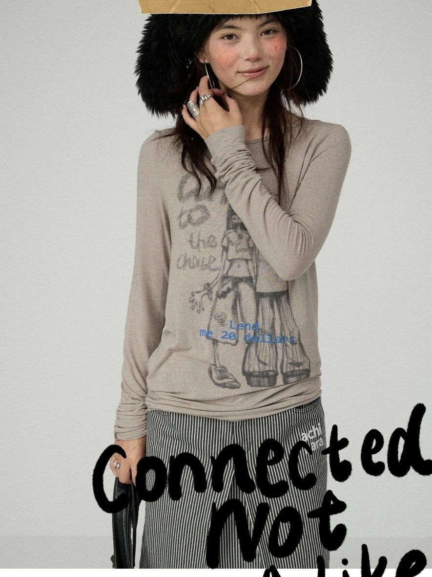 Achihara Soft Stretch Viscose Long Sleeve Crewneck Straight Fit Women Office Wear T-Shirt