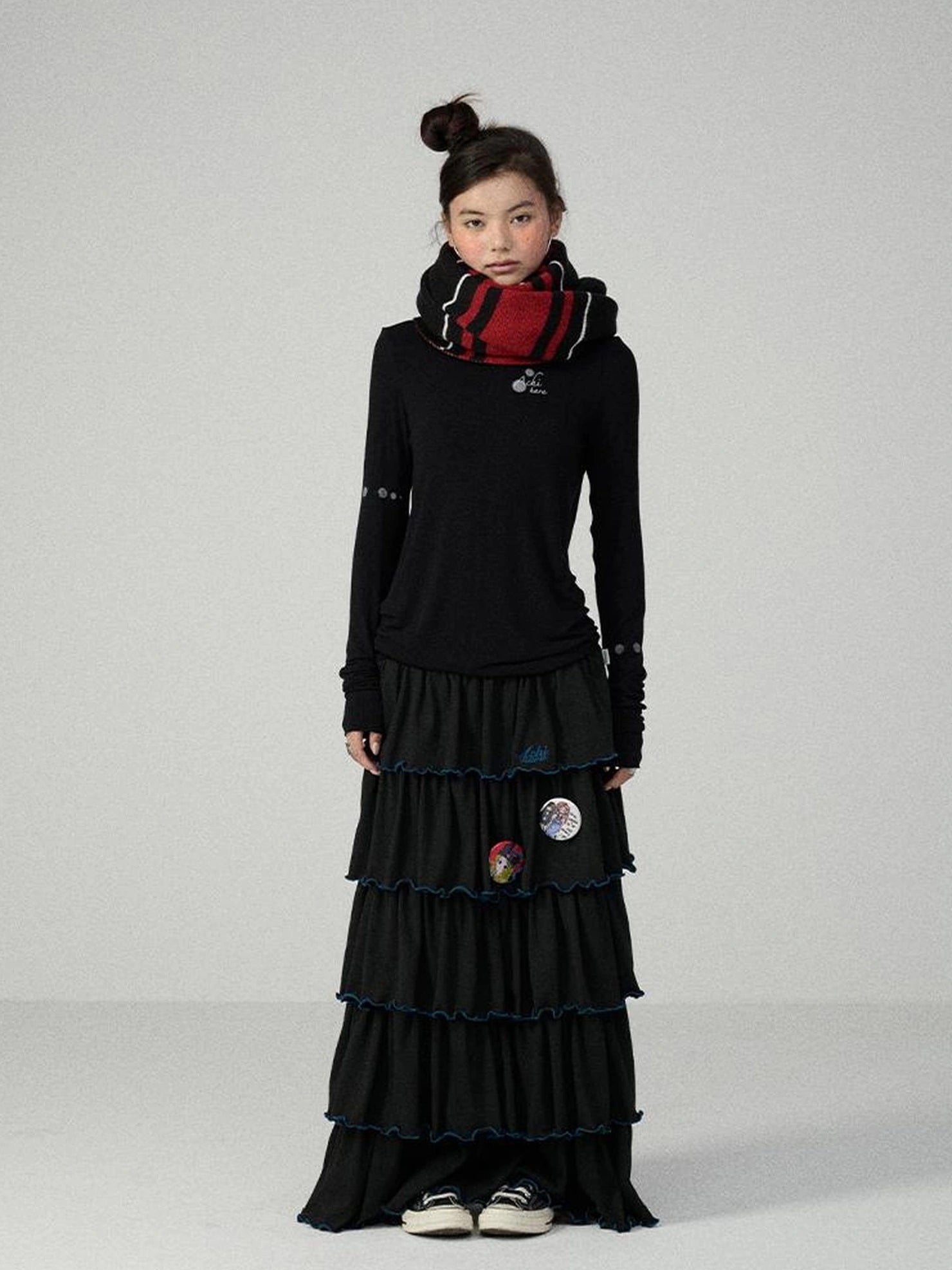 Achihara Soft Viscose Blend Straight Fit Long Sleeve Crew Neck Striped Women T-Shirt