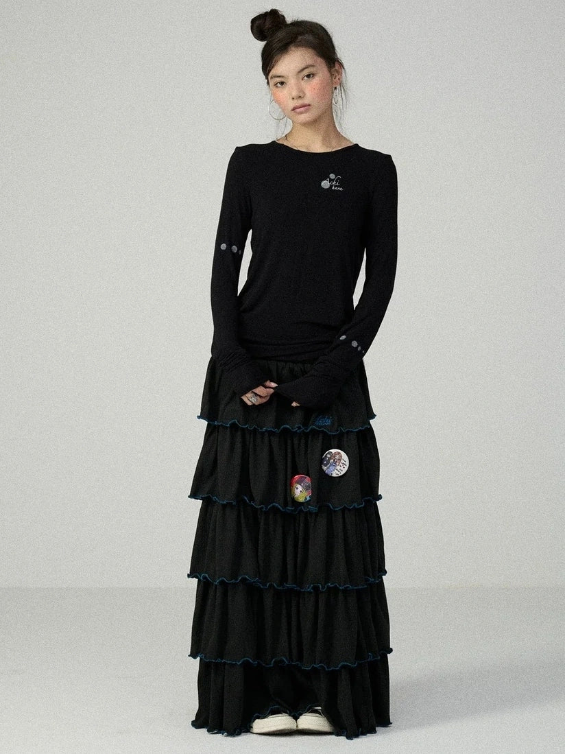 Achihara Soft Viscose Blend Straight Fit Long Sleeve Crew Neck Striped Women T-Shirt