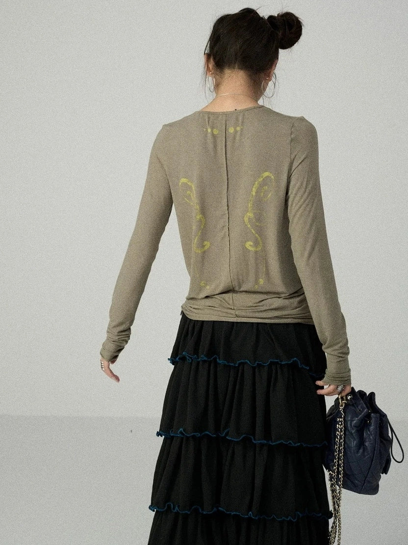 Achihara Soft Viscose Blend Straight Fit Long Sleeve Crew Neck Striped Women T-Shirt