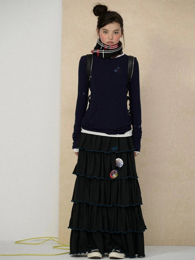 Achihara Soft Viscose Blend Straight Fit Long Sleeve Crew Neck Striped Women T-Shirt