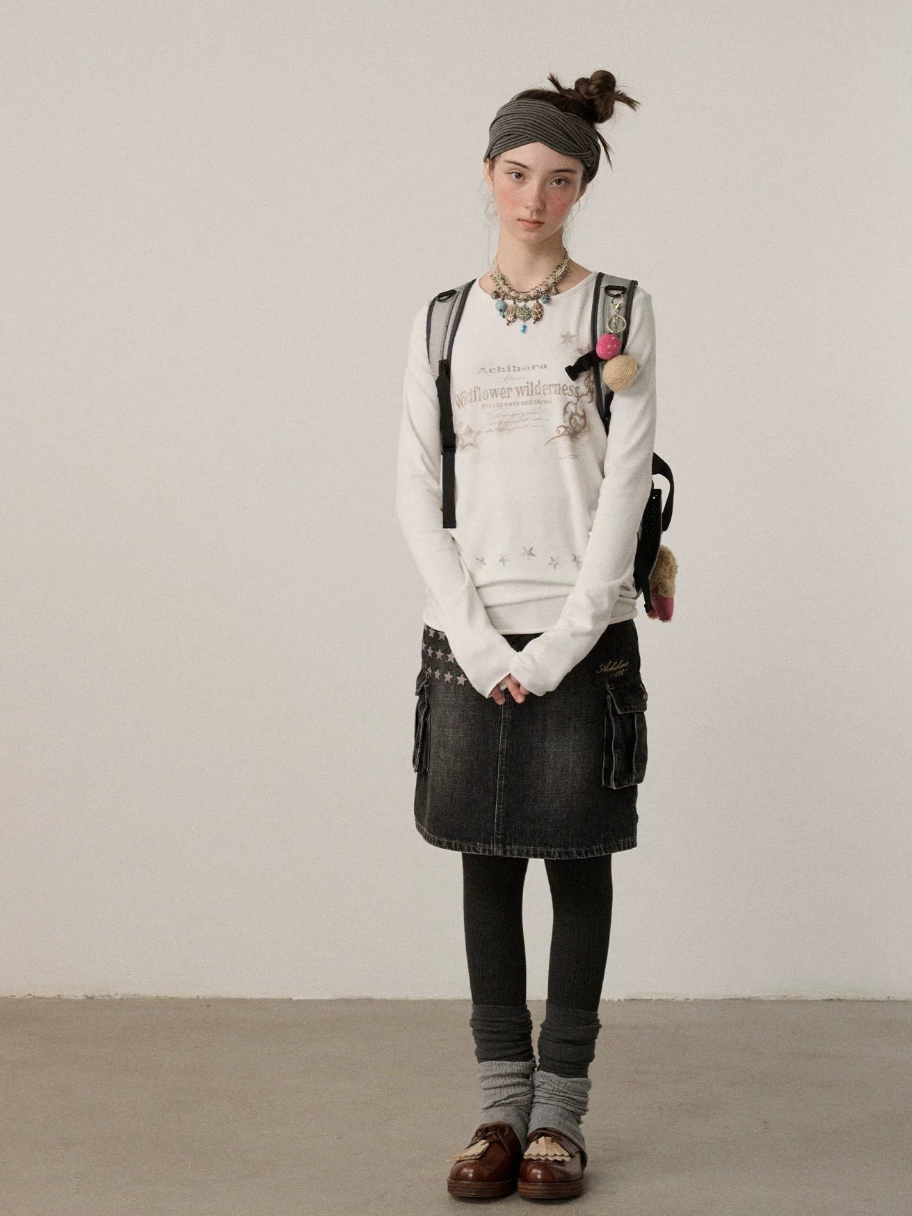 Achihara Soft Viscose Long Sleeve Letter Print Commuter Slim Fit Women Round Neck T-Shirt