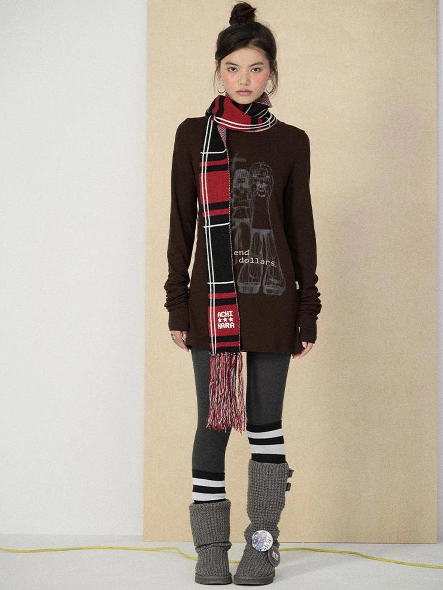 Achihara Soft viscose blend long sleeve straight fit women heart graphic office T-Shirt