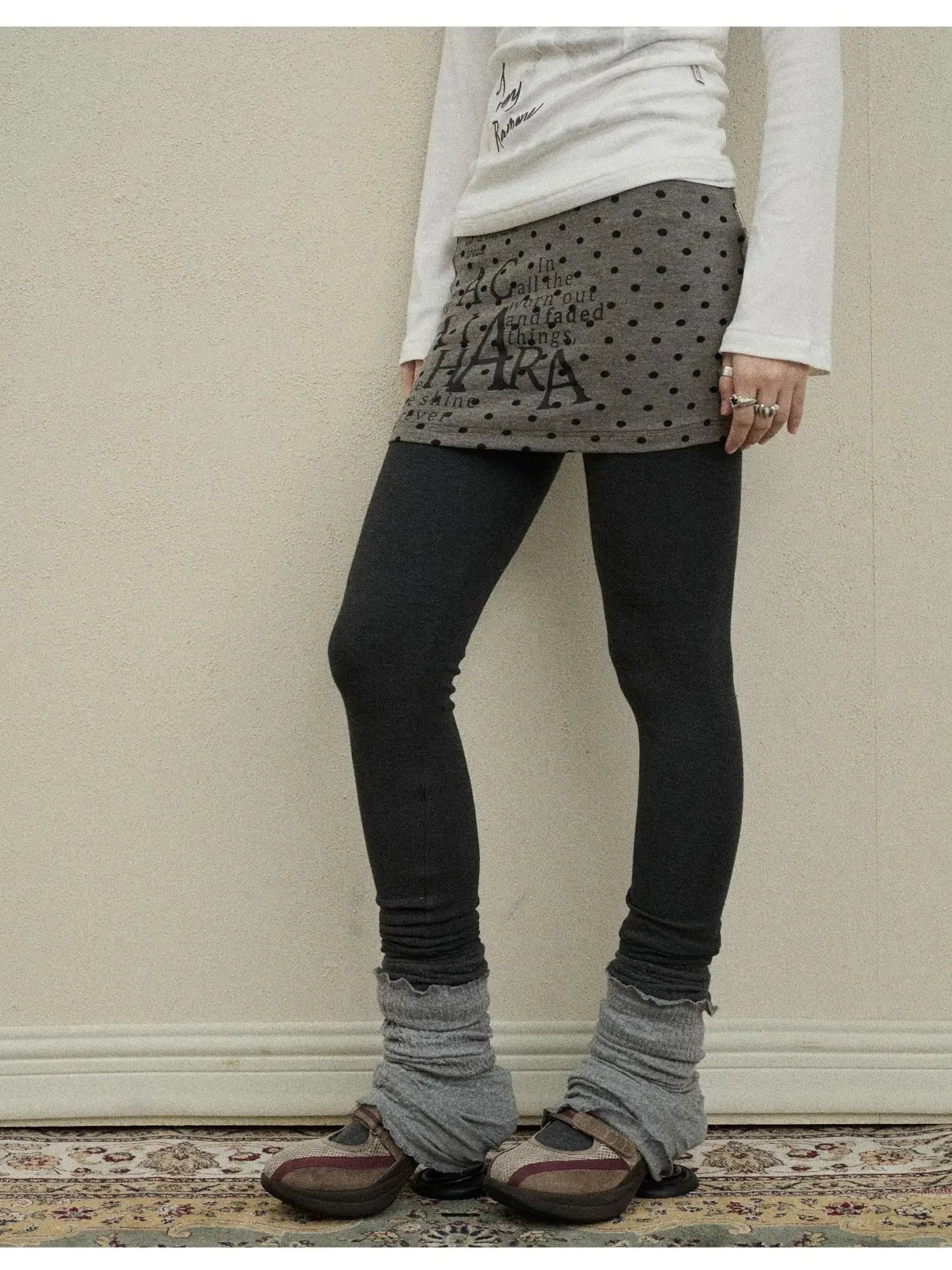 Souffle Knit Flared Pants With False Two Piece Design