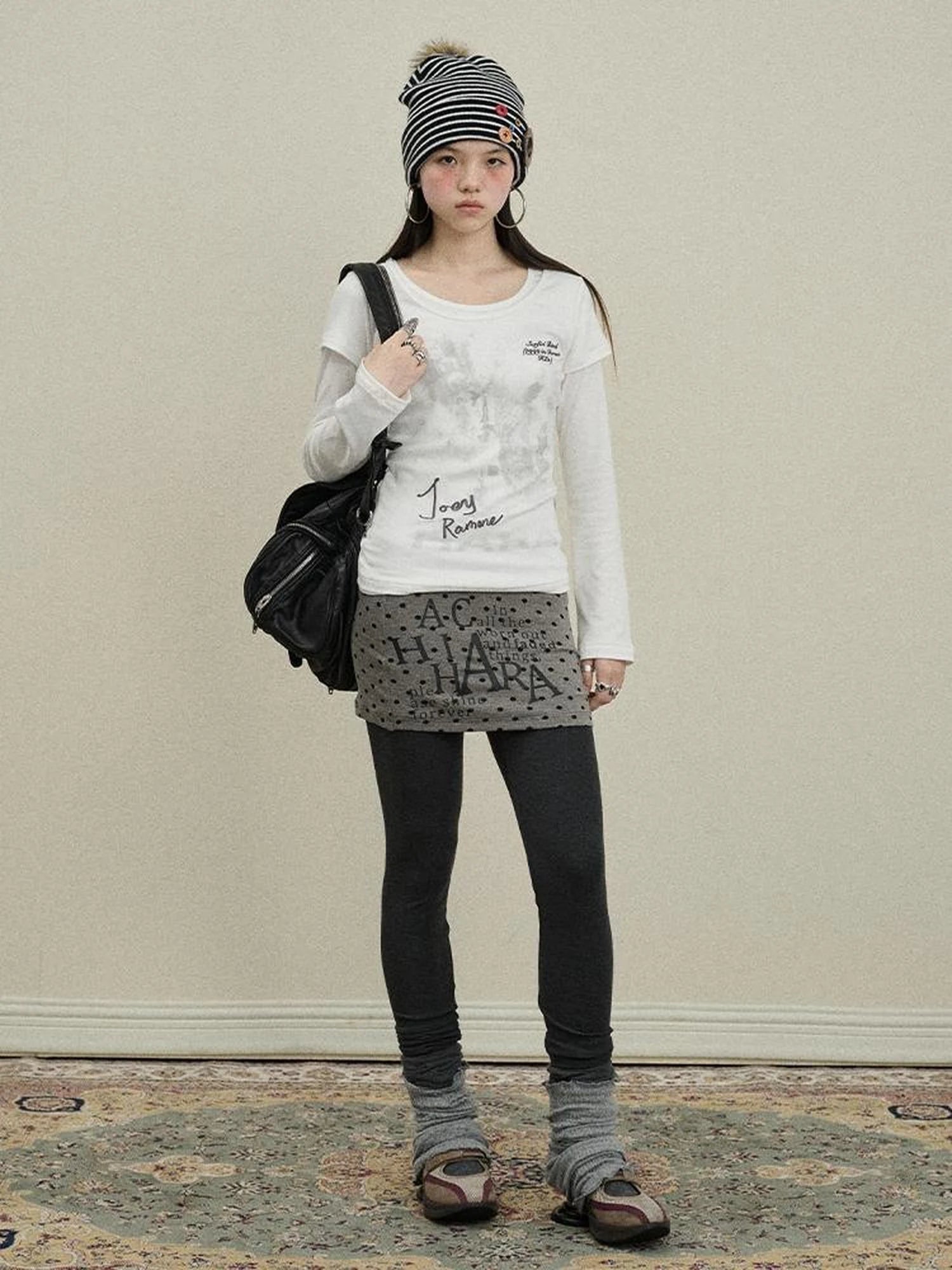 Souffle Knit Flared Pants With False Two Piece Design