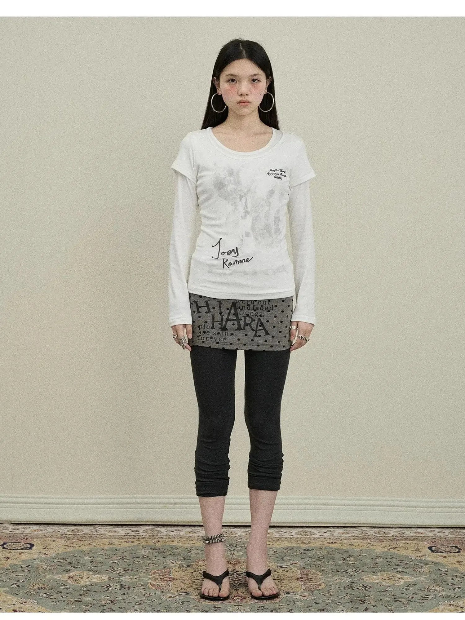 Souffle Knit Flared Pants With False Two Piece Design