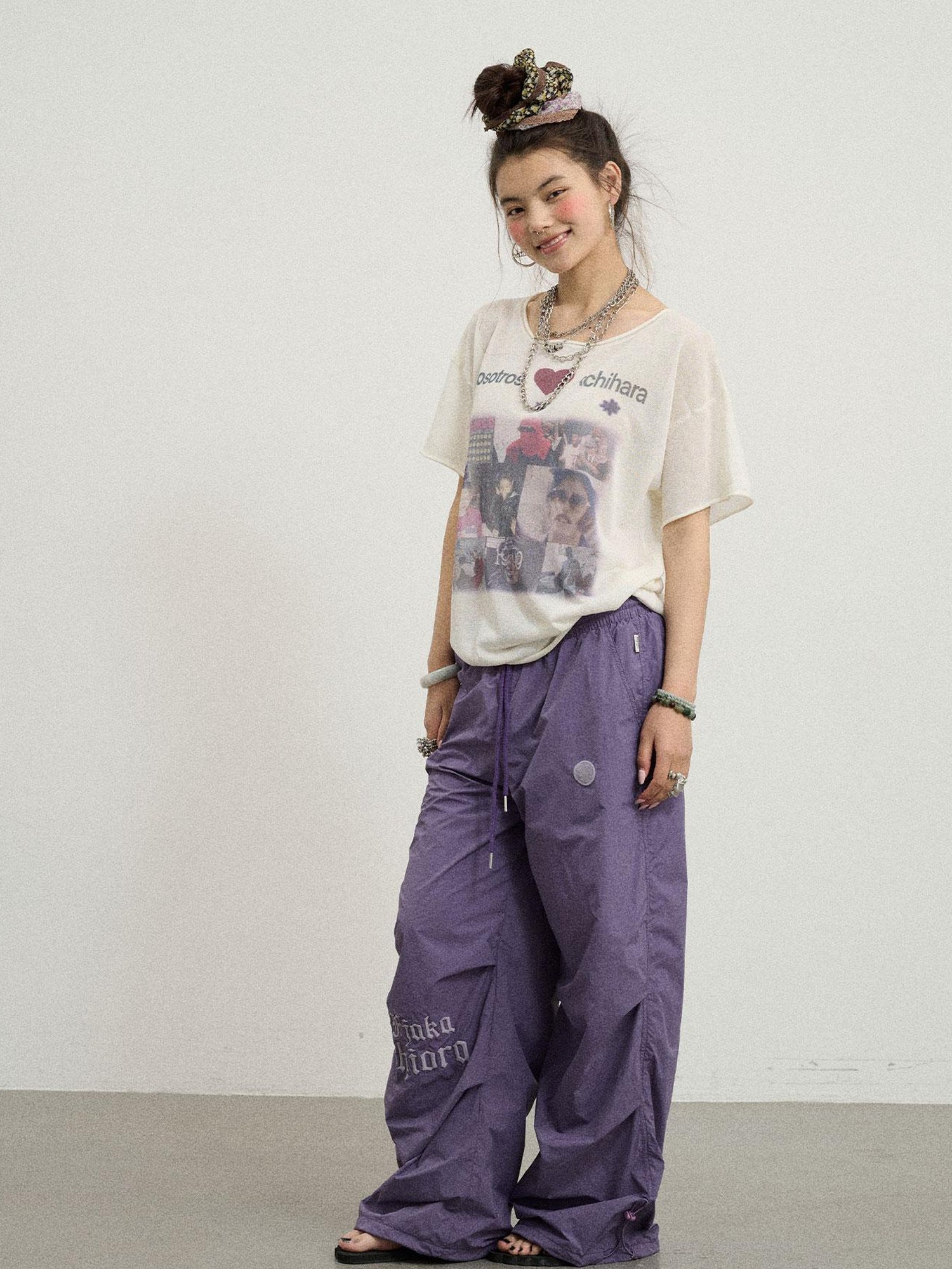 Achihara Spanish Beach Print T Shirt V Neck Long Sleeve