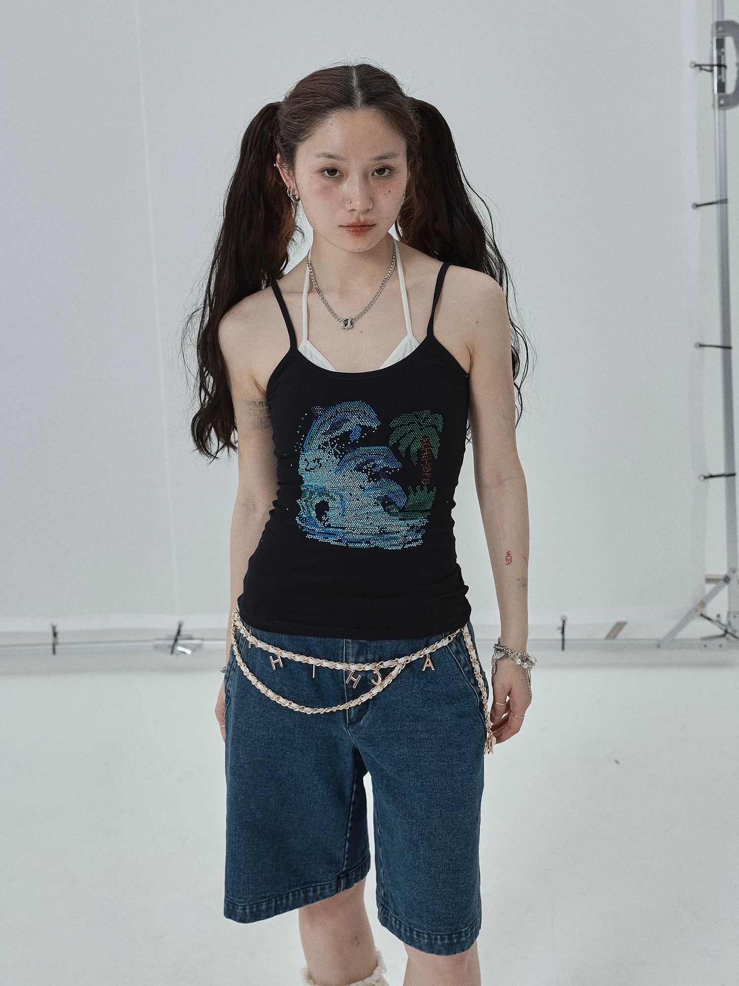 Achihara Sparkly Disco Summer Sleeveless T-Shirt & Vest-1