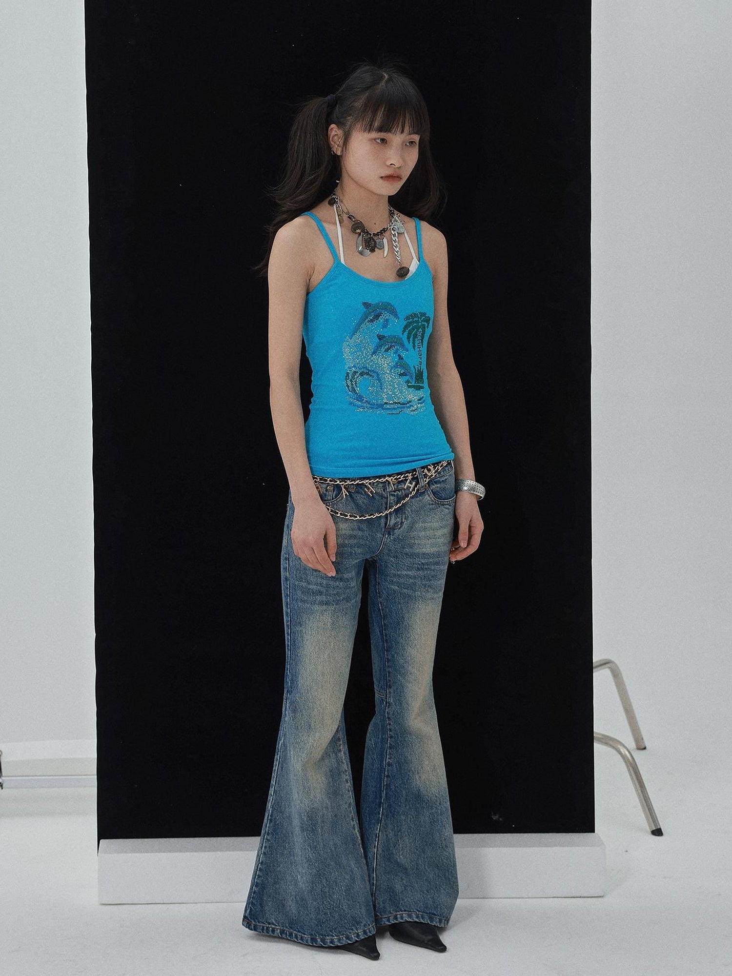 Achihara Sparkly Disco Summer Sleeveless T-Shirt & Vest