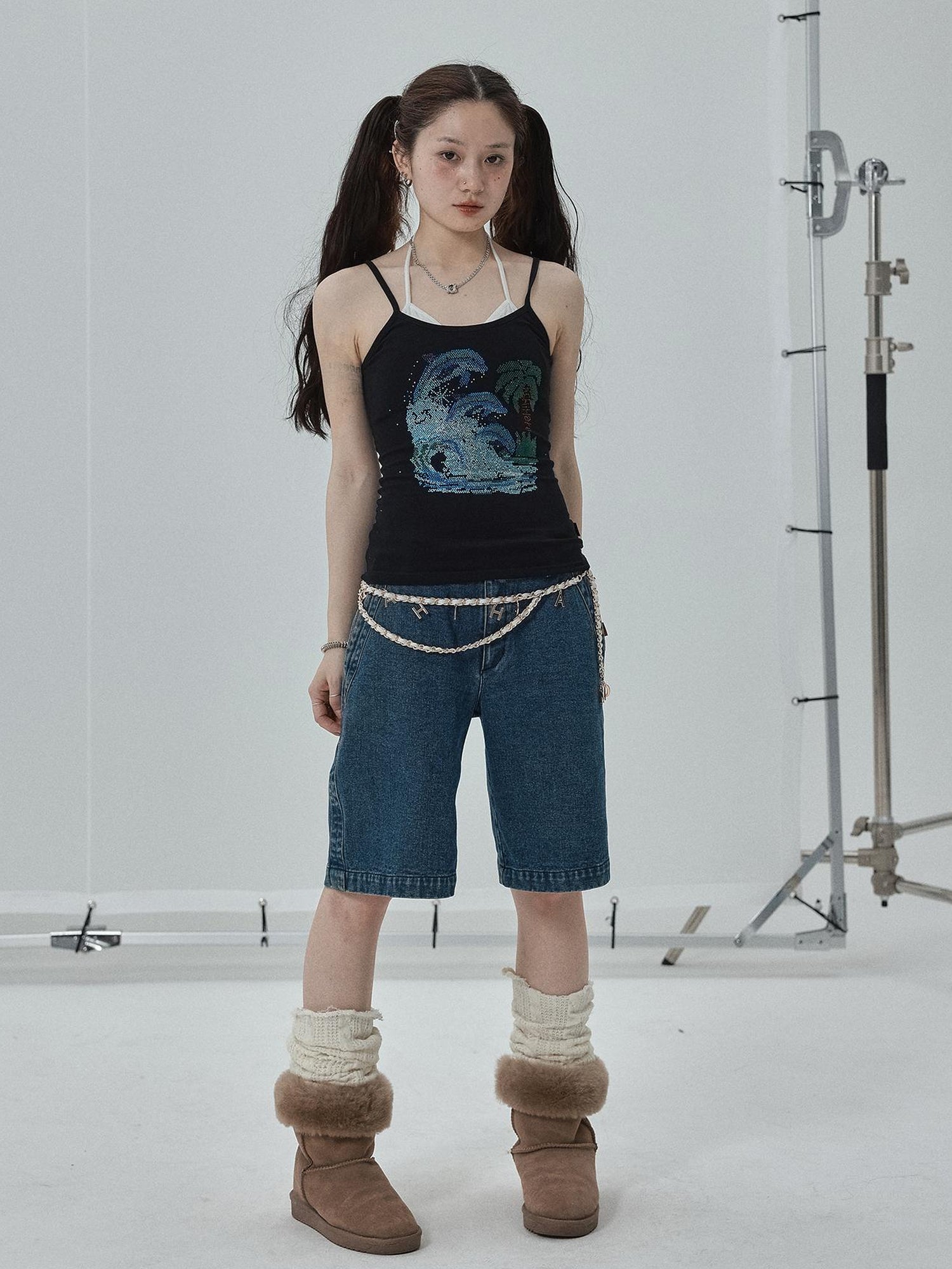 Achihara Sparkly Disco Summer Sleeveless T-Shirt & Vest