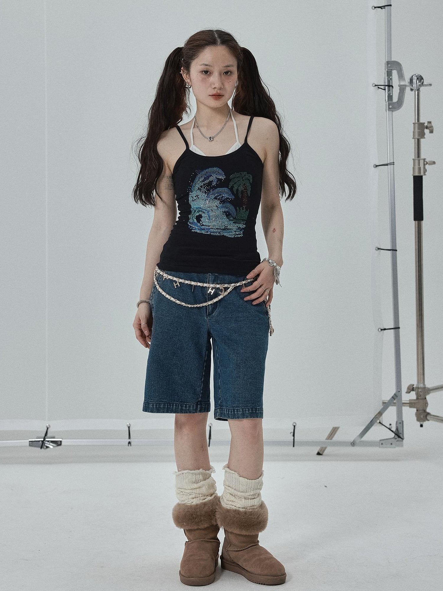 Achihara Sparkly Disco Summer Sleeveless T-Shirt & Vest