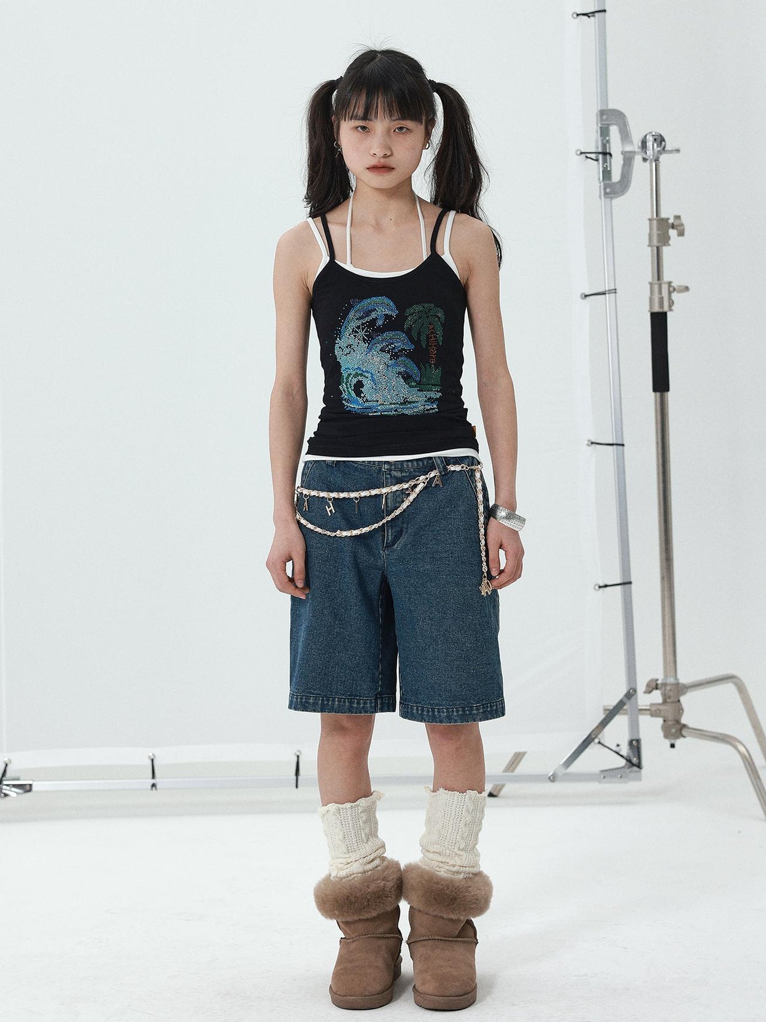 Achihara Sparkly Disco Summer Sleeveless T-Shirt & Vest