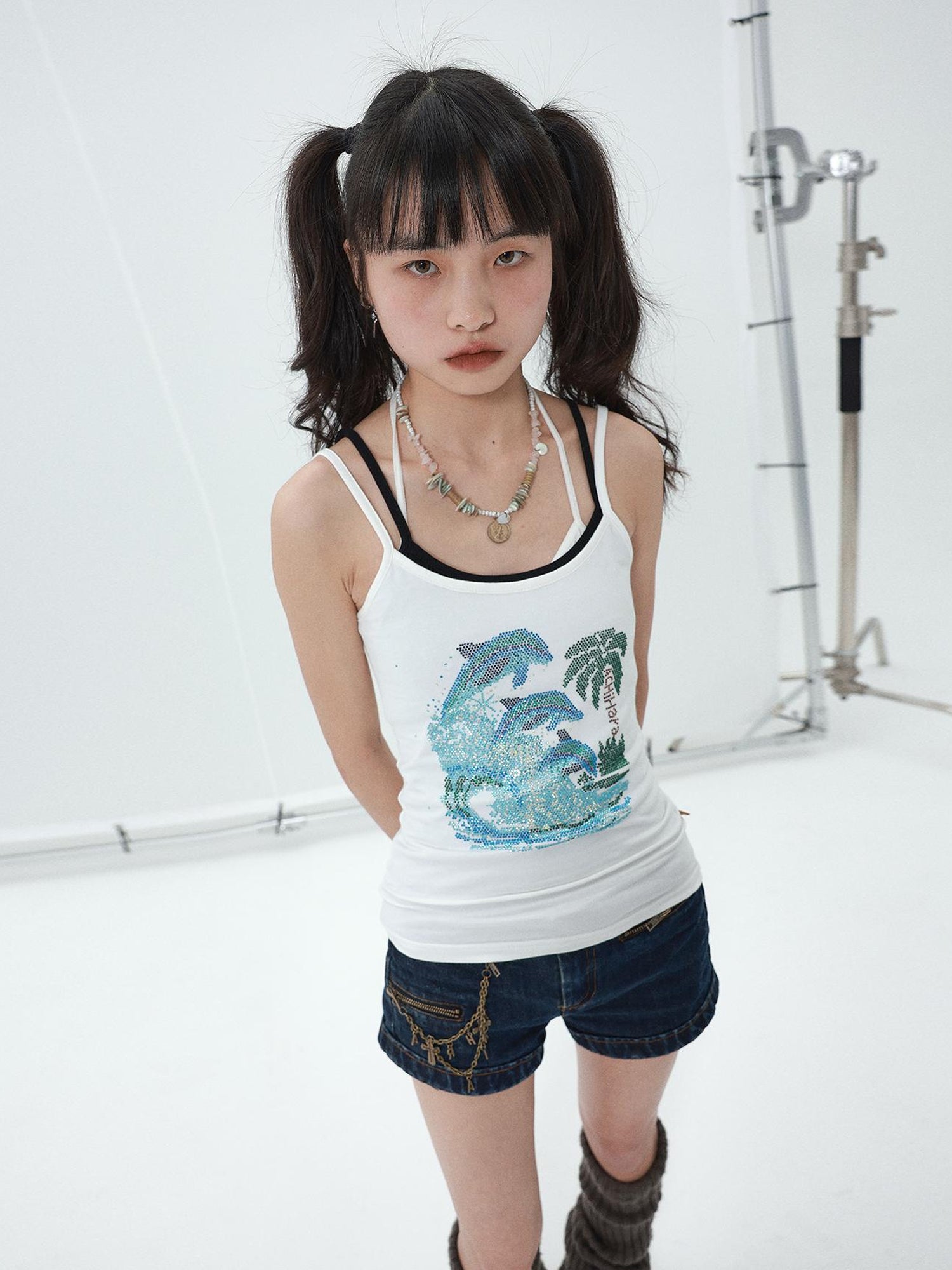 Achihara Sparkly Disco Summer Sleeveless T-Shirt & Vest