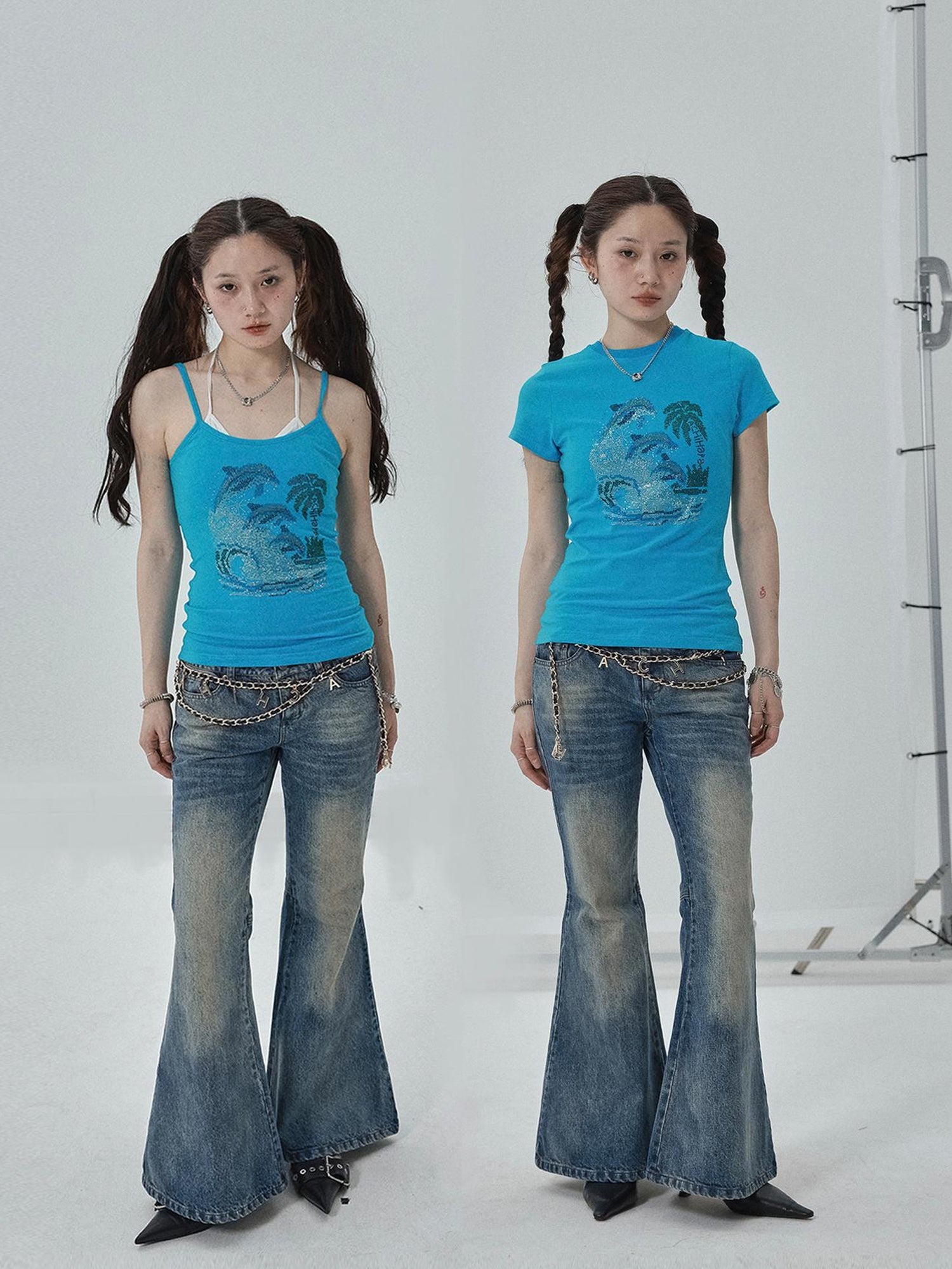Achihara Sparkly Disco Summer Sleeveless T-Shirt & Vest