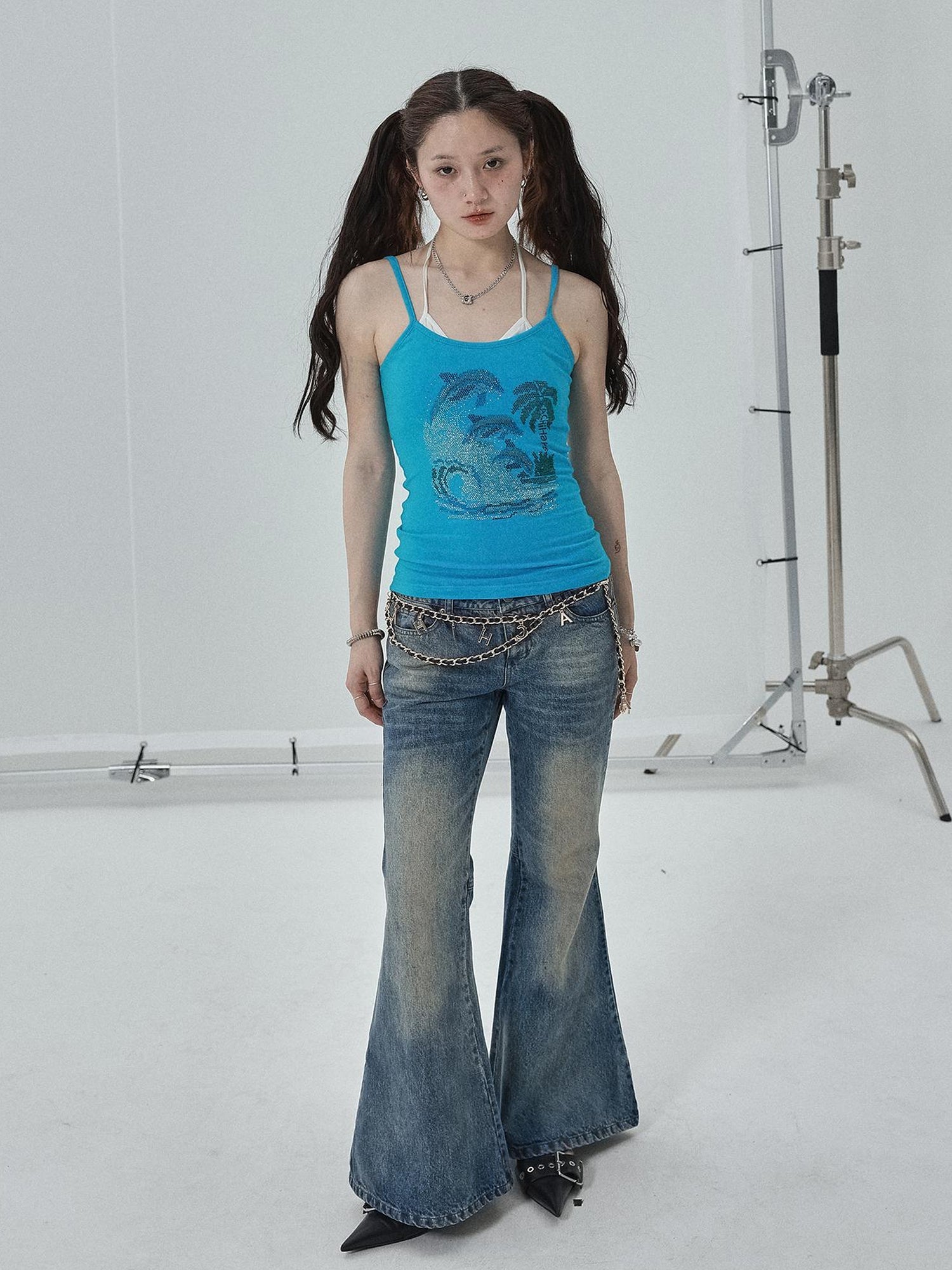 Achihara Sparkly Disco Summer Sleeveless T-Shirt & Vest