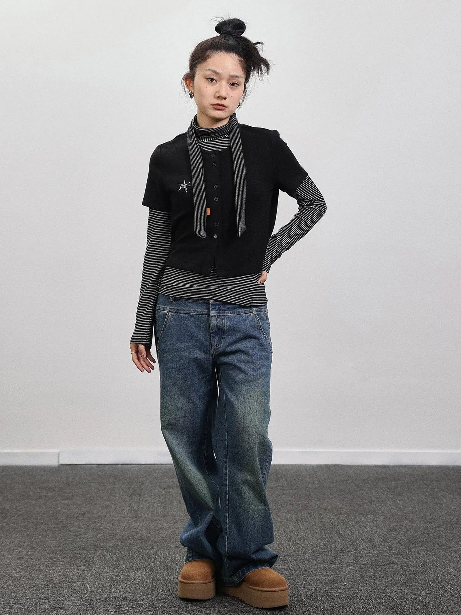 Spider Studded Short Sleeve Open Front Cardigan