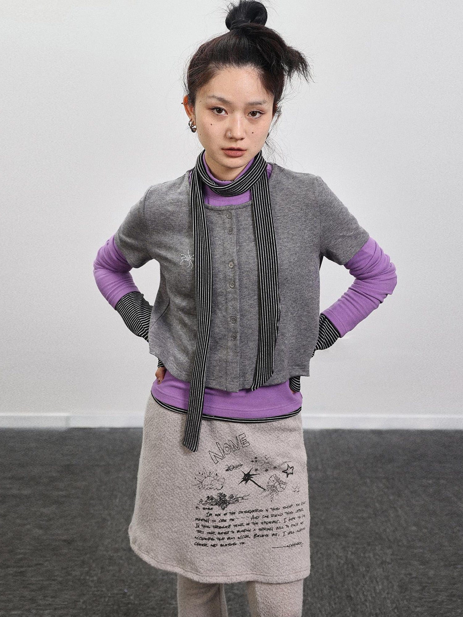 Achihara Spider Studded Short Sleeve Open Front Cardigan