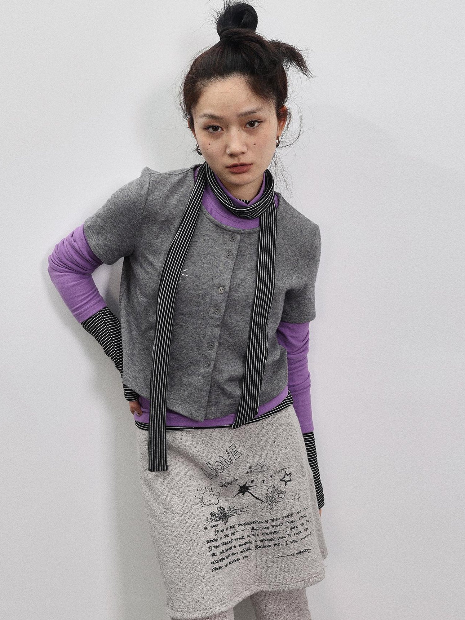Achihara Spider Studded Short Sleeve Open Front Cardigan