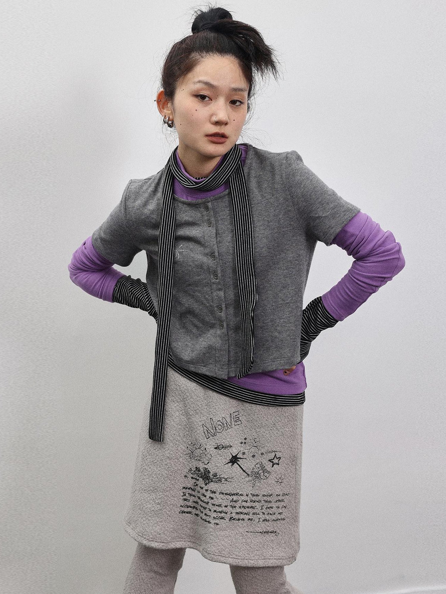Achihara Spider Studded Short Sleeve Open Front Cardigan
