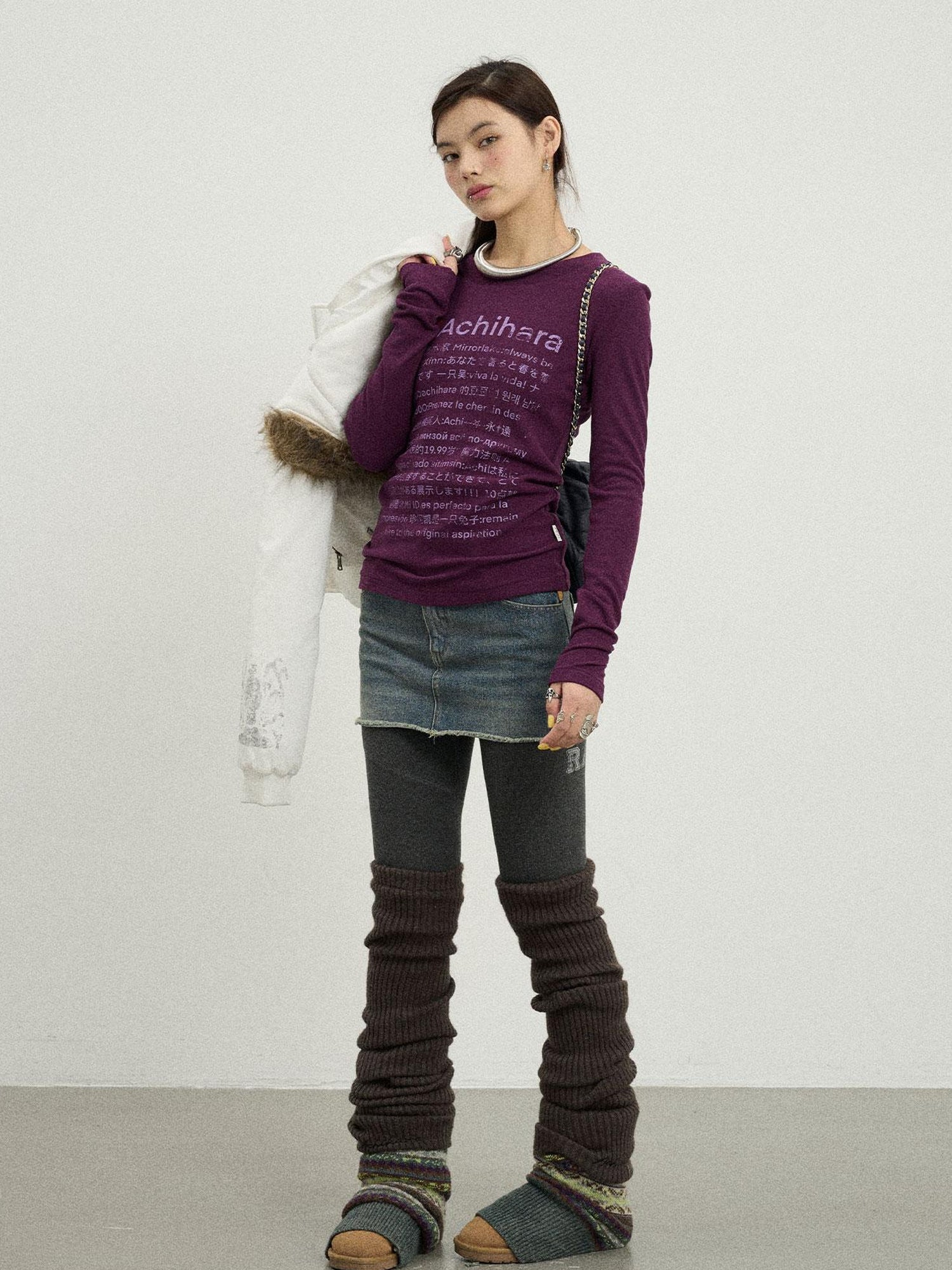Achihara Spring Idiom Print Long Sleeve Tee
