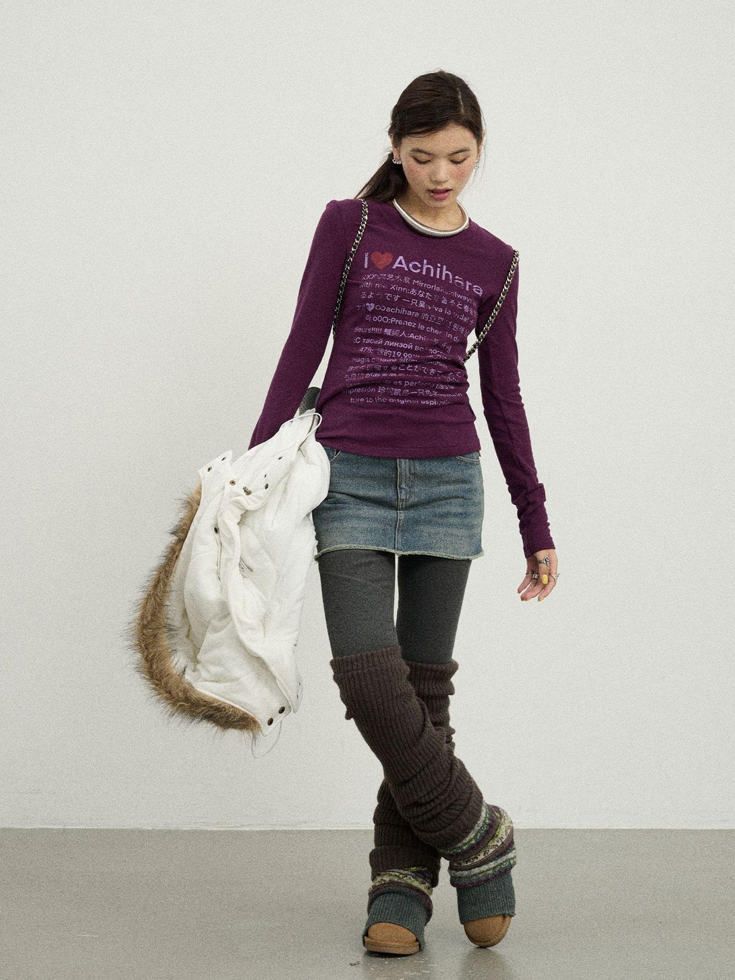 Achihara Spring Idiom Print Long Sleeve Tee