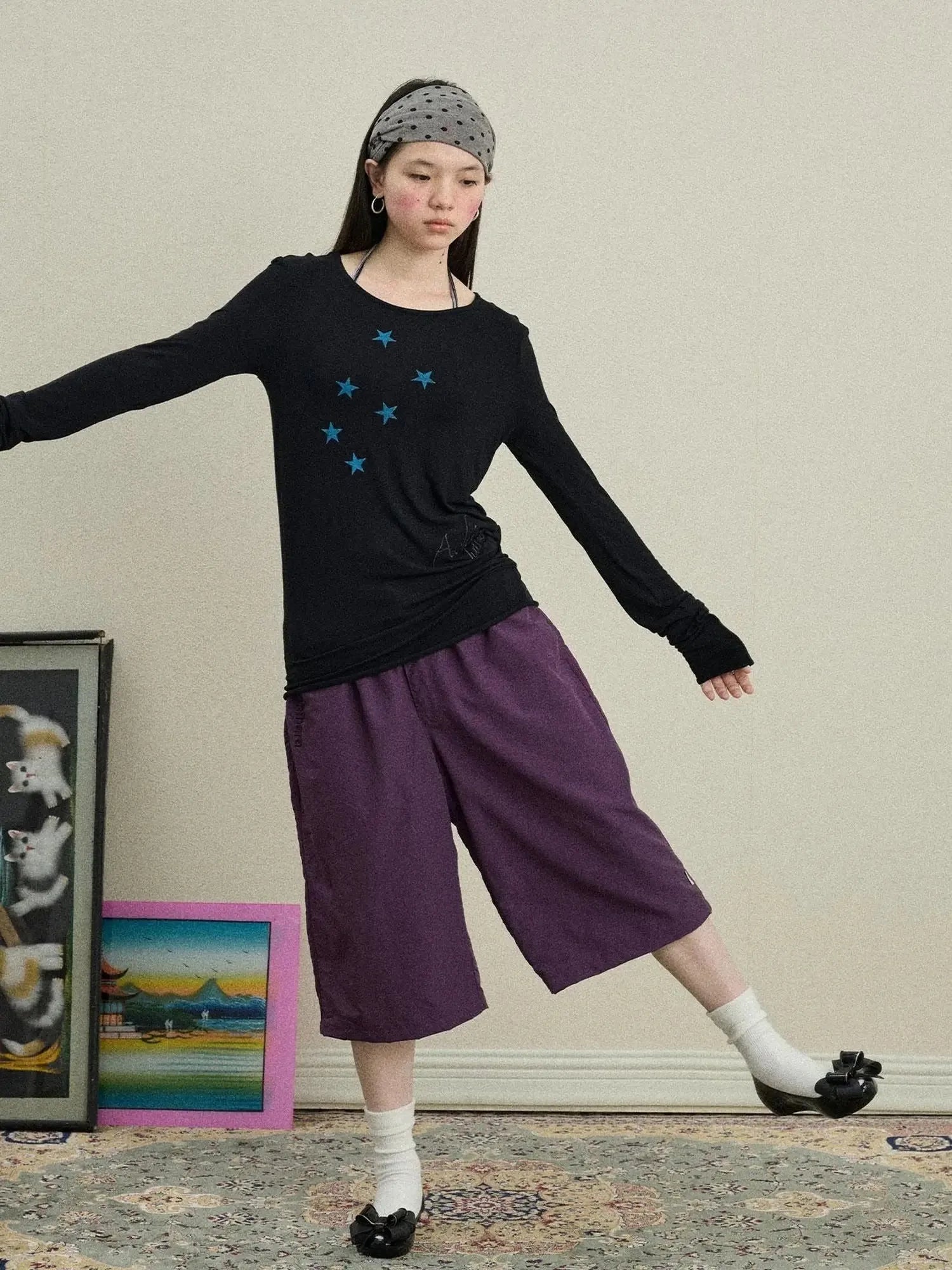 Starry Sunscreen Print Knit Tee