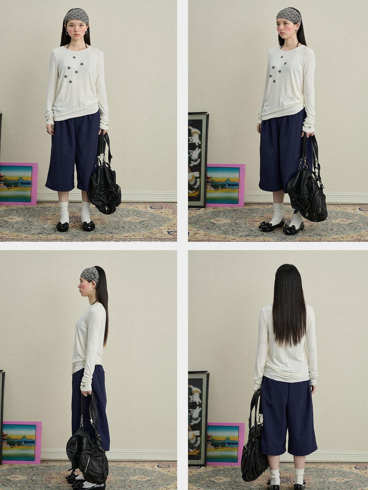 Achihara Starry Sunscreen Print Knit Tee